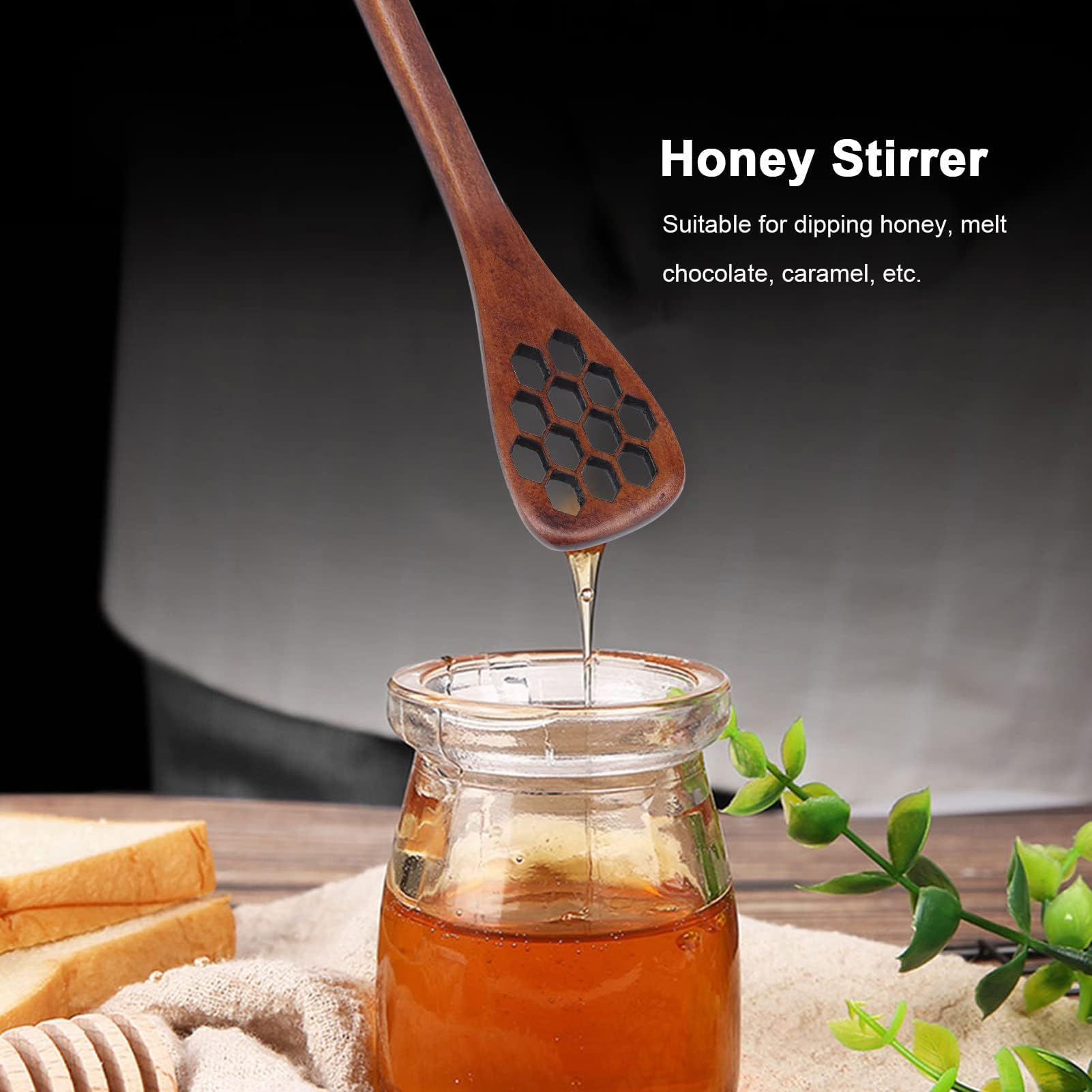 Wood Honey Drizzler 3PCS, Honey Dipper Sticks Wooden Honey Comb Honey Stick Small Honey Dipper Spoon Syrup Dippers for Honey Jar Dispense Drizzle Honey (Brown)