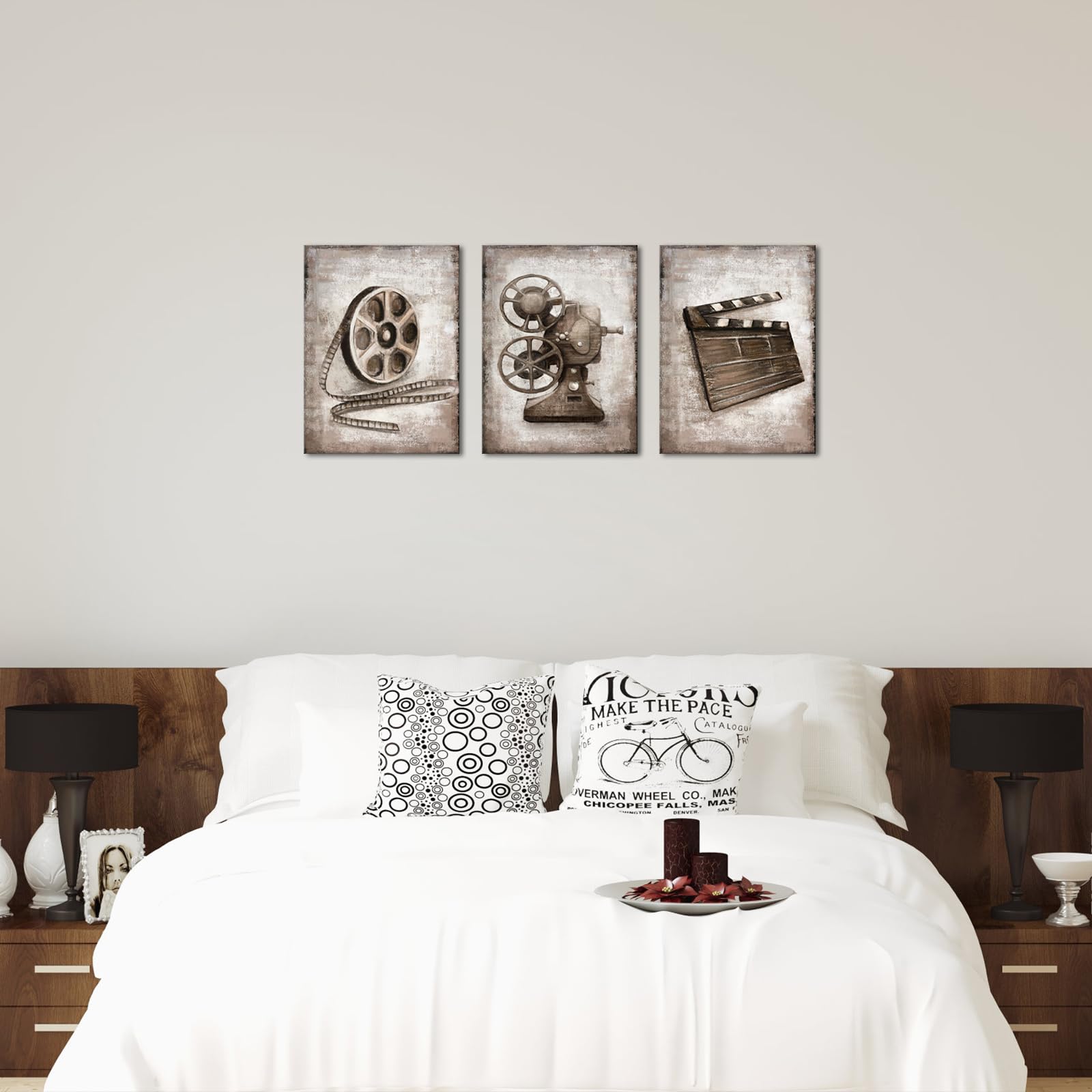 HOMEOART Movie Room Canvas Wall Art Home Theater Decor Cinema Decor Framed Canvas Print Ready to Hang (12x16x3 Panels