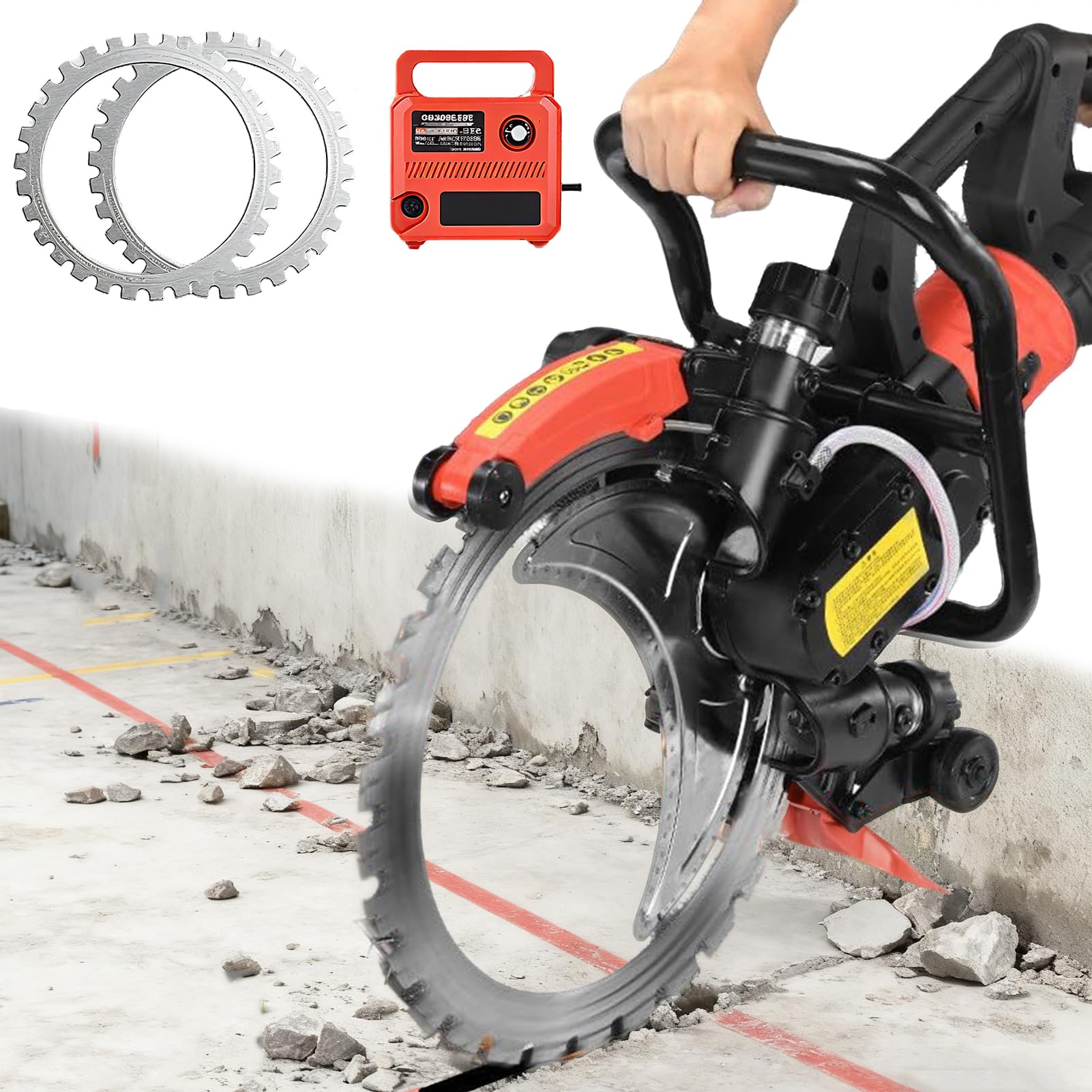 FHRKA LoJax Concrete Ring Saw 16" Toroidal Electric ConcreteSaw Concrete Max Cutting Depth 11.4" with 2 Saws Blades & Wet Cutting (Brushless 9500W)