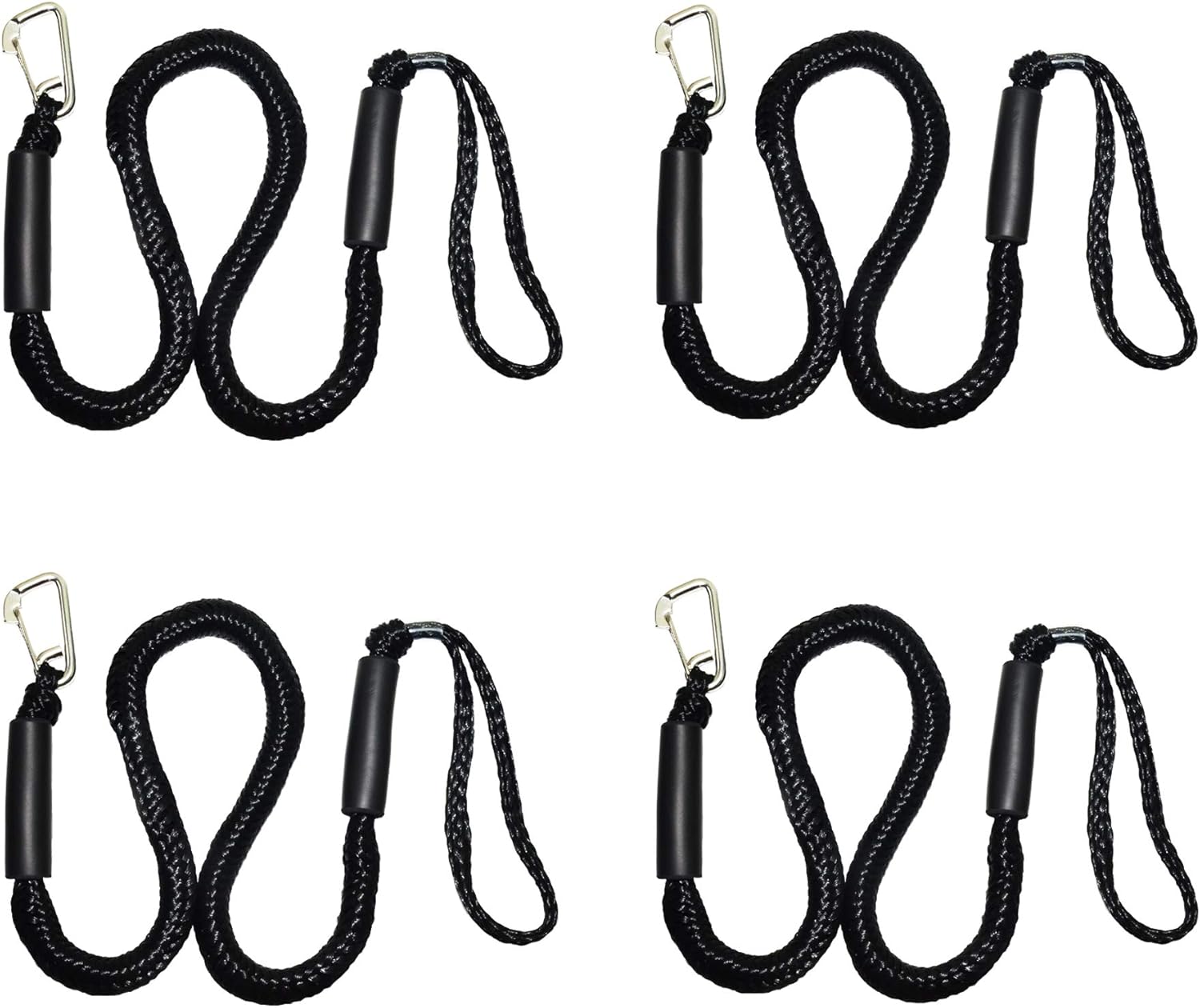 Buy Black Bungee Boat Dock Lines with Hook 4 Feet Dockline Mooring Rope
