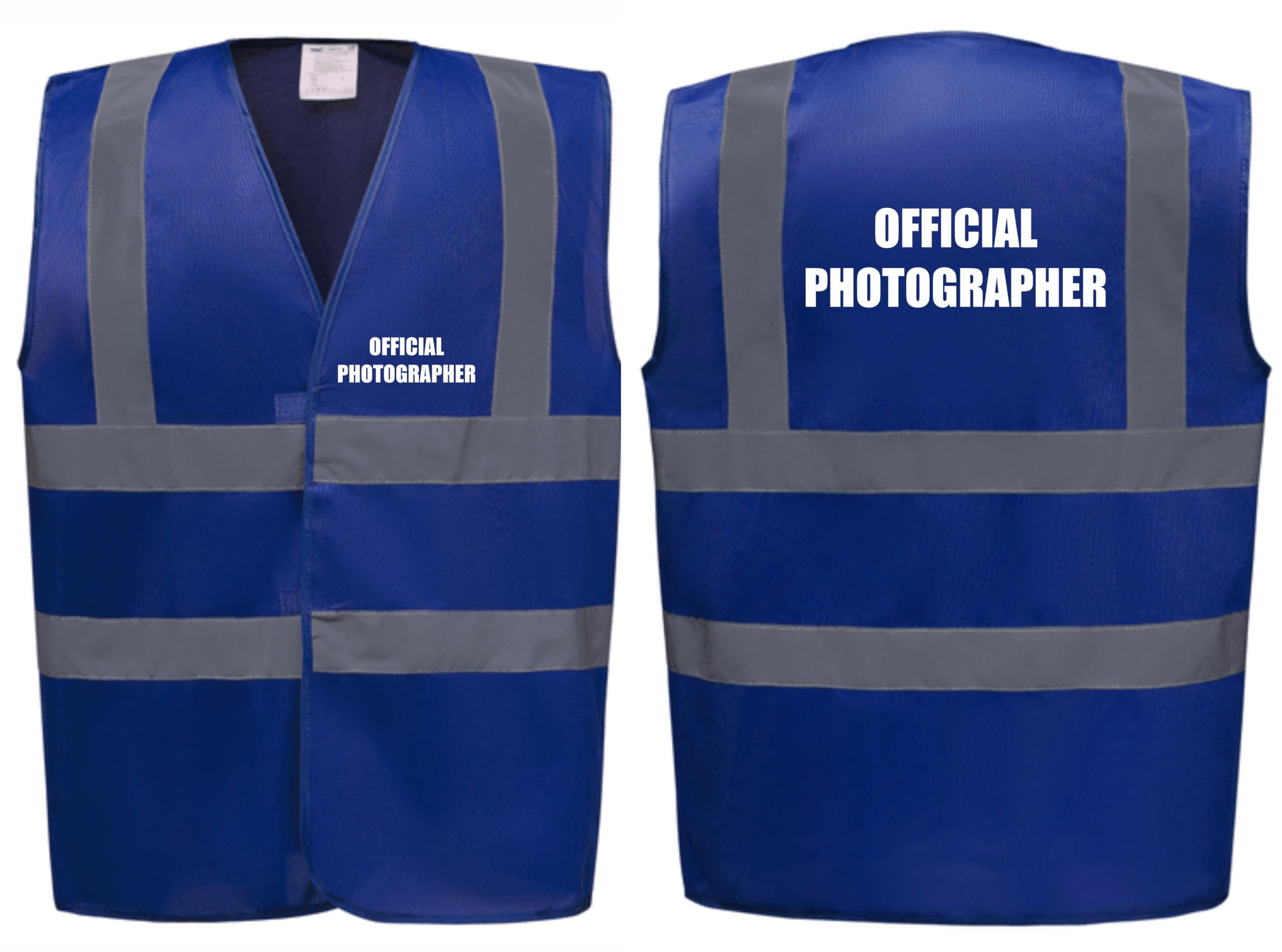 Brook Hi Vis Official Photographer Vest - Hi Vis Vest With Front and Back Print For Event Media Staff, Reflective Safety High Vis Vest Apparel Lightweight Workwear In 7 Colours (Blue, XXXL)