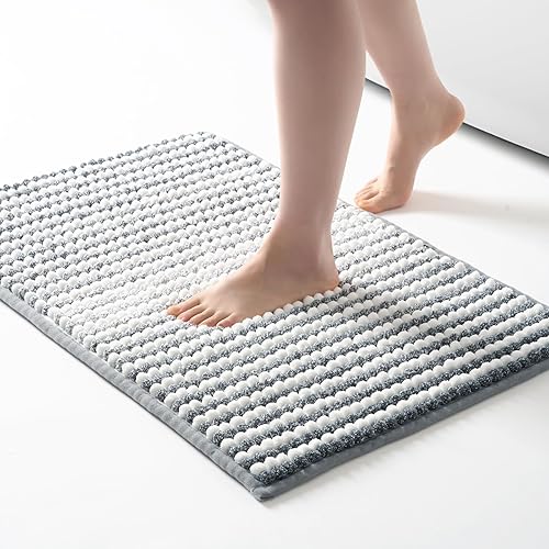 Miniatura 39 de FRESHMINT Alfombra de baño de felpilla Chunky Ombre 17"x24", pequeñas alfombras de baño suaves y absorbentes al agua para el piso del baño, gruesas
