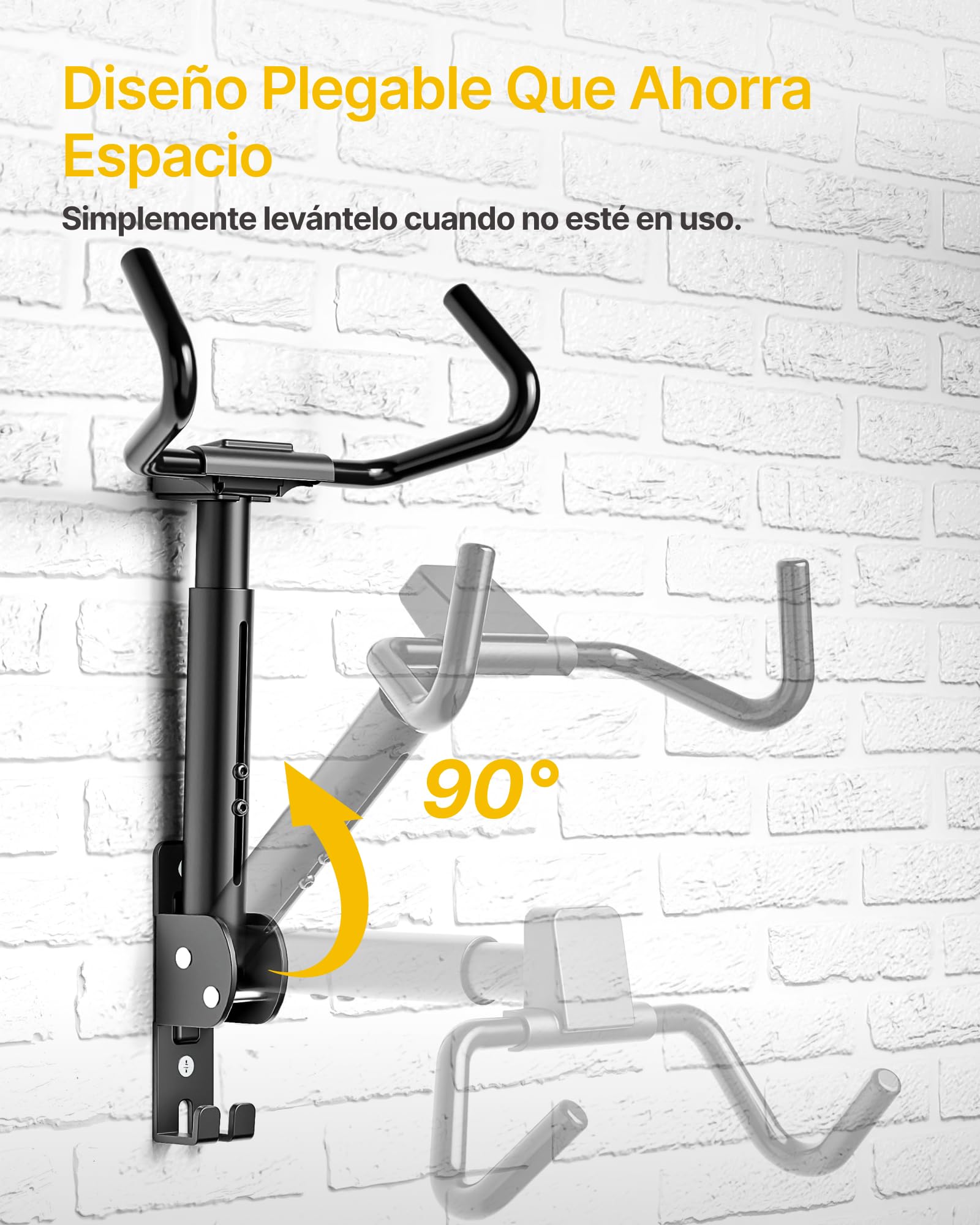 monTEK Lote de 4 Soportes De Pared Bicicleta Plegables, Carga Máx 30 Kg | Soporte De Pared Para Colgar Bicicletas, Gancho De Pared Para Bicicleta De Montaña, ÁNgulo Y Distancia Ajustables