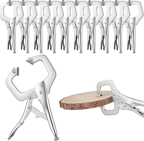 Abrazadera C de bloqueo, alicates de bloqueo, abrazadera de soldadura ajustable con punta regular y almohadilla giratoria para tienda, hogar, granja