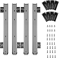 Vista 10 de KINJOEK 2 rieles deslizantes de bandeja para teclado de 14 pulgadas, altura ajustable, rodamientos de bolas resistentes, riel de montaje en teclado