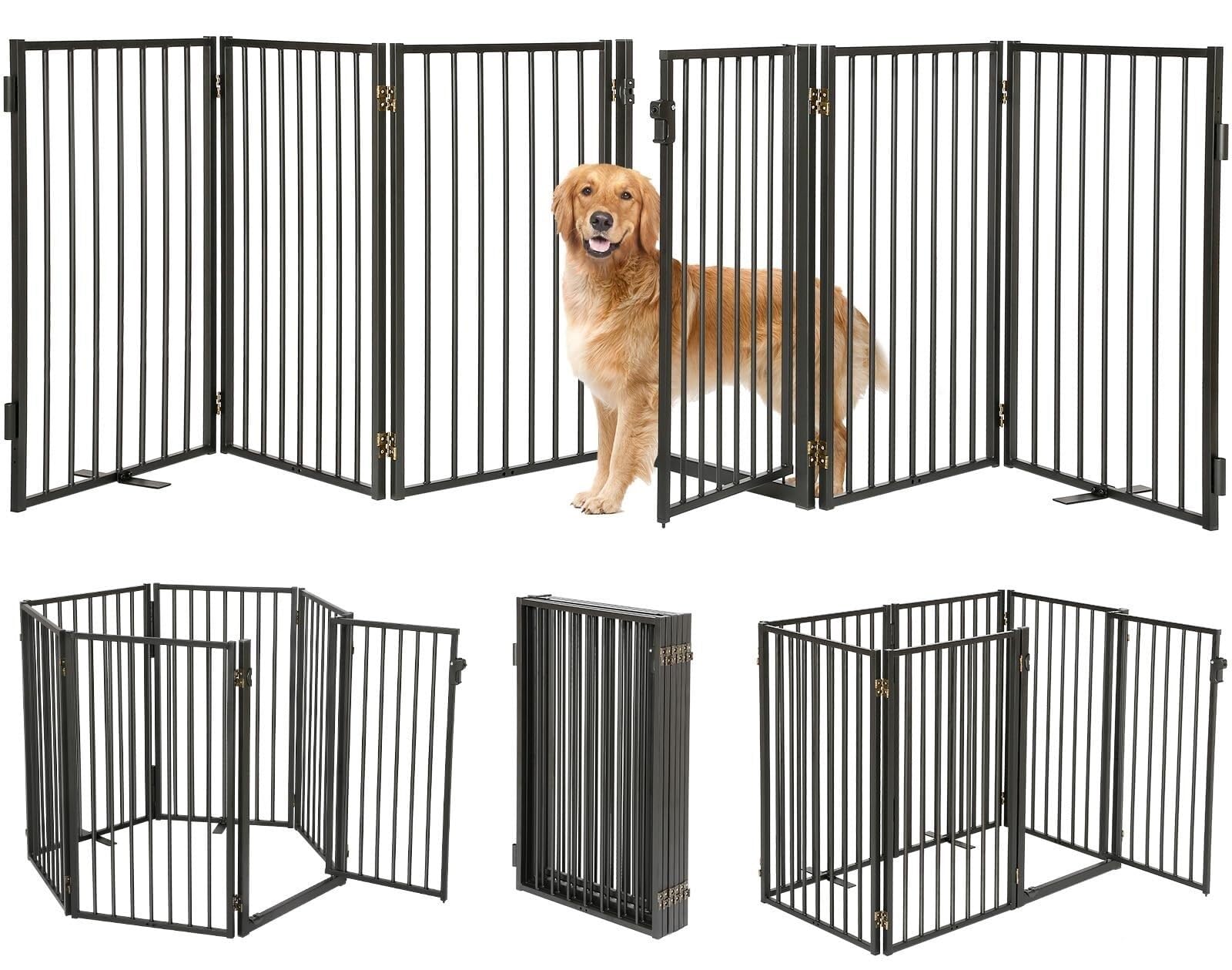 Amazon.co.jp: 金属製自立式犬用ゲート ドア付き 屋外屋内兼用 自立式