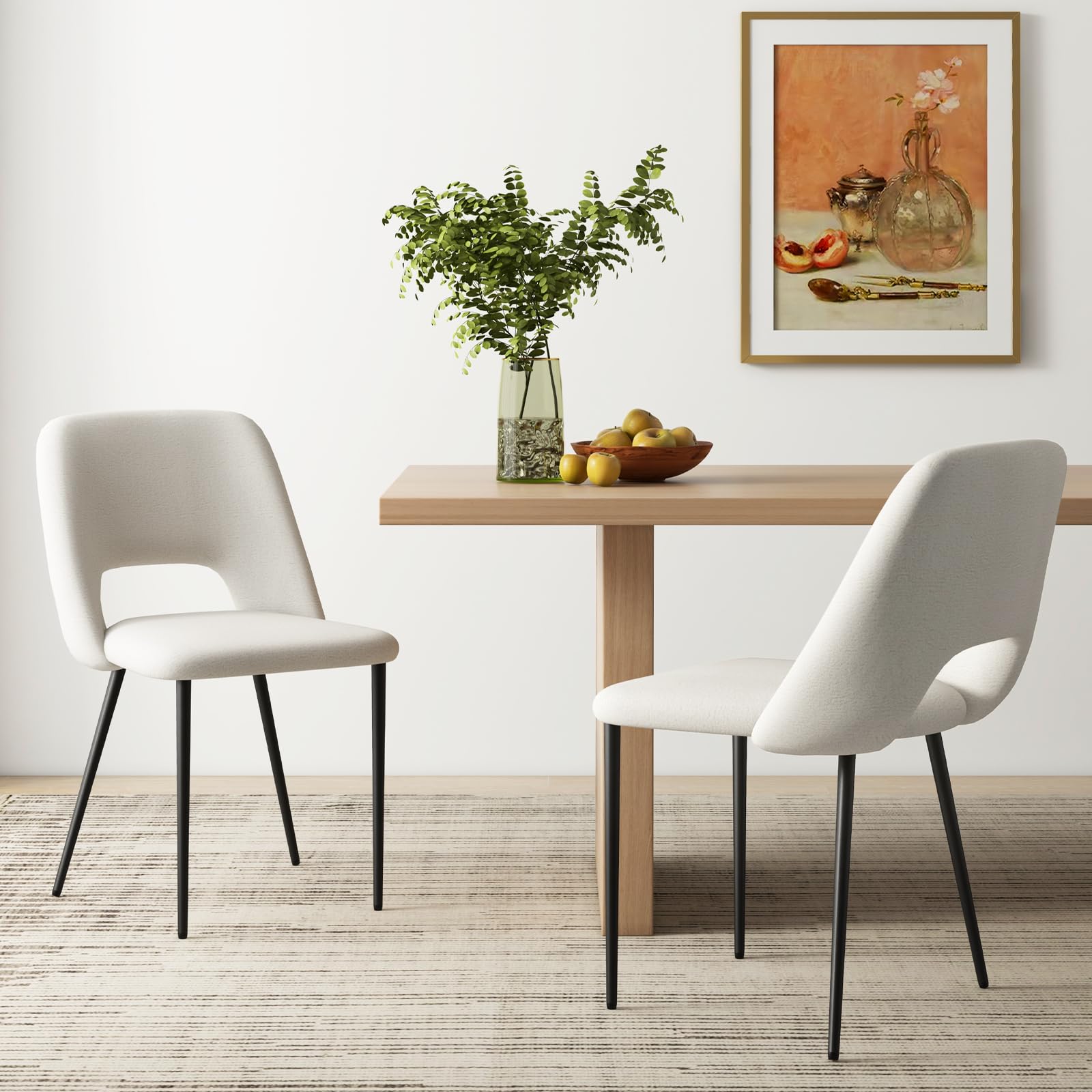 COSTWAY Set van 2 klapstoelen, eetkamerstoelen met gestoffeerde