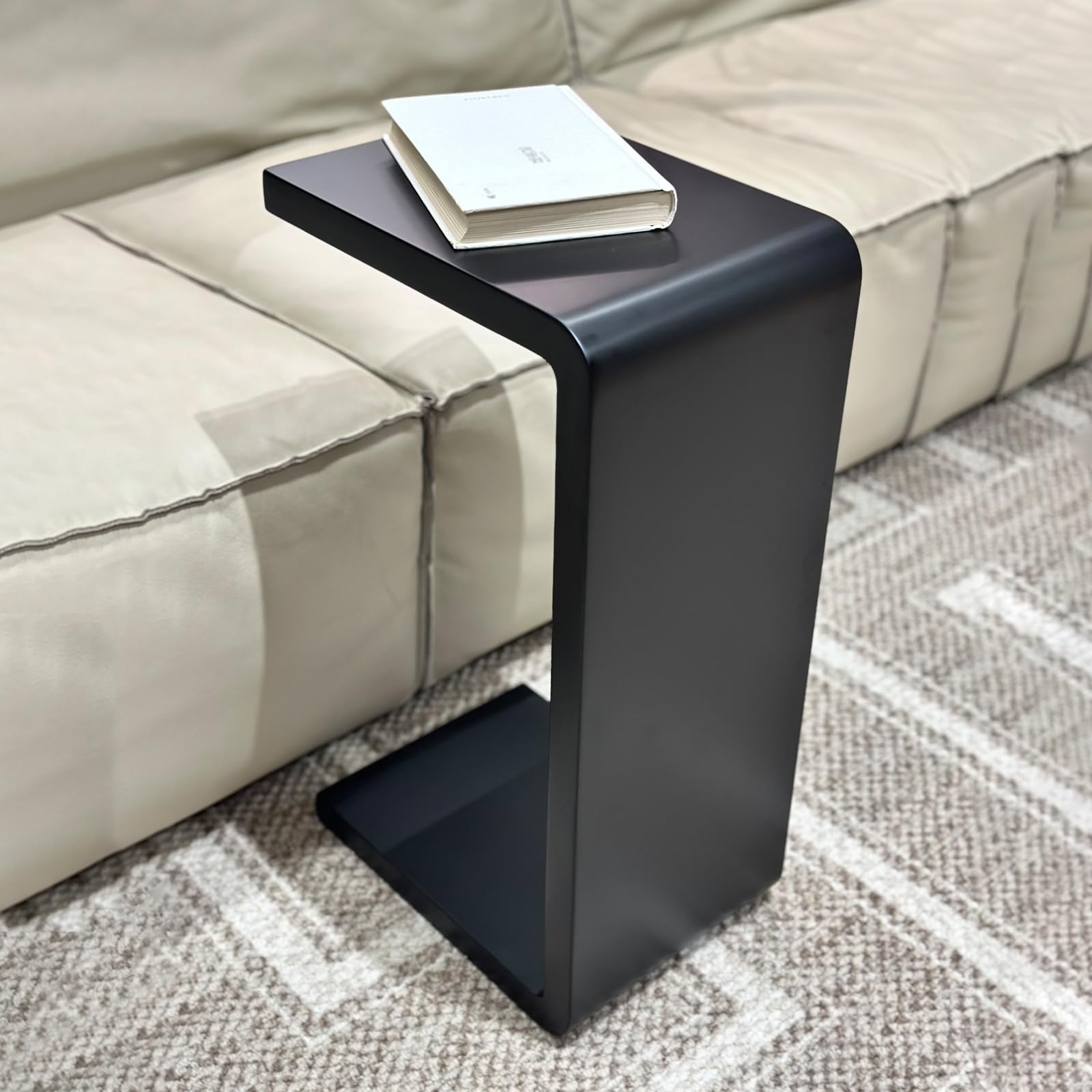 TTYXSUEPT C-Shaped Side Table, Solid Wood End Table for Couch Sofa and Bed, Wooden C Tables for Living Room Bedroom, Small Snack Tray Table for Space