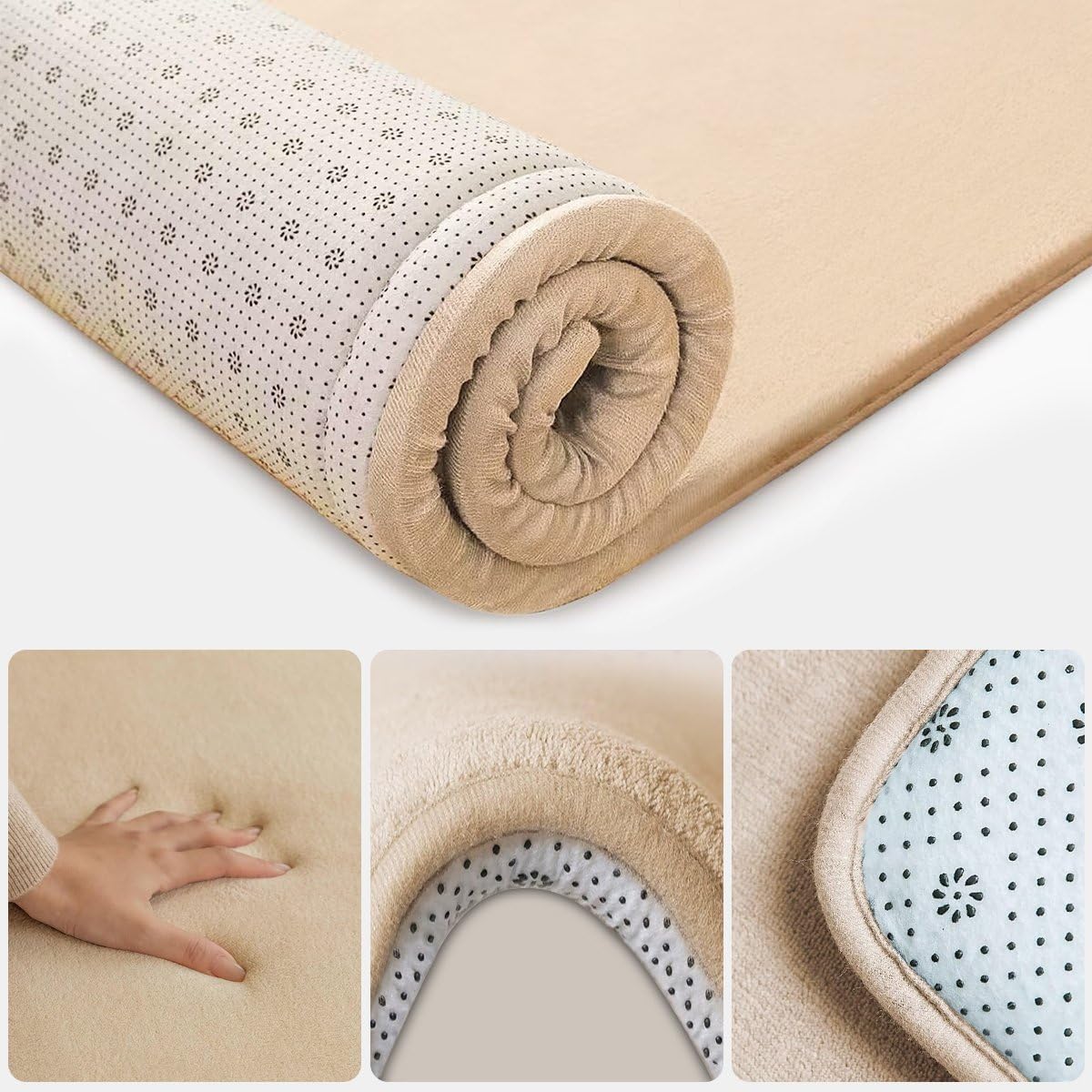 Miaogoo 3cm dik opvouwbaar vloerkleed, groot fluwelen kruiptapijt