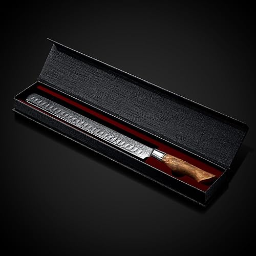 Miniatura 6 de SENKEN - Cuchillo para pechuga de acero de Damasco de 12 pulgadas, colección Dynasty, acero japonés VG10 de 67 capas con mango de madera de sicomoro