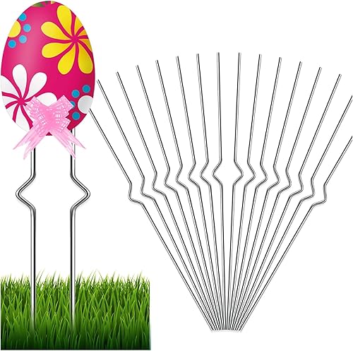 Miniatura 8 de Juego de 12 estacas de alambre de metal resistentes para letreros de jardín y césped, alternativa de 13 pulgadas a las estacas de marco en H para