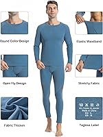 Vista 4 de Runhit Mens Thermal Underwear SetFleece Lined Long Johns for Men Thermal Shirts and Pants Base Layer Cold Weather Thermals