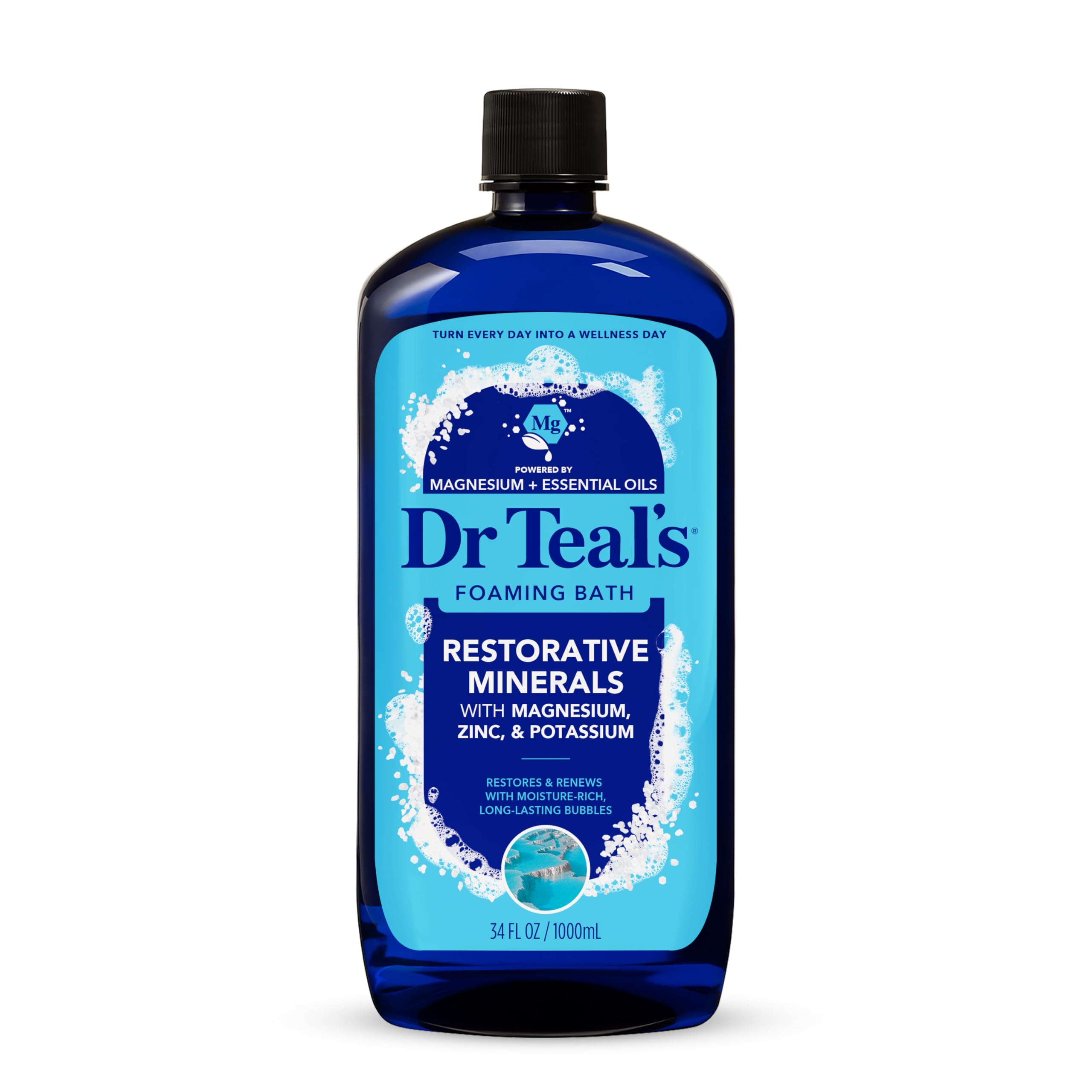 Dr Teal's Foaming Bath with Pure Epsom Salt Restorative Minerals with Magnesium, Potassium, Zinc and Essential Oils 1L