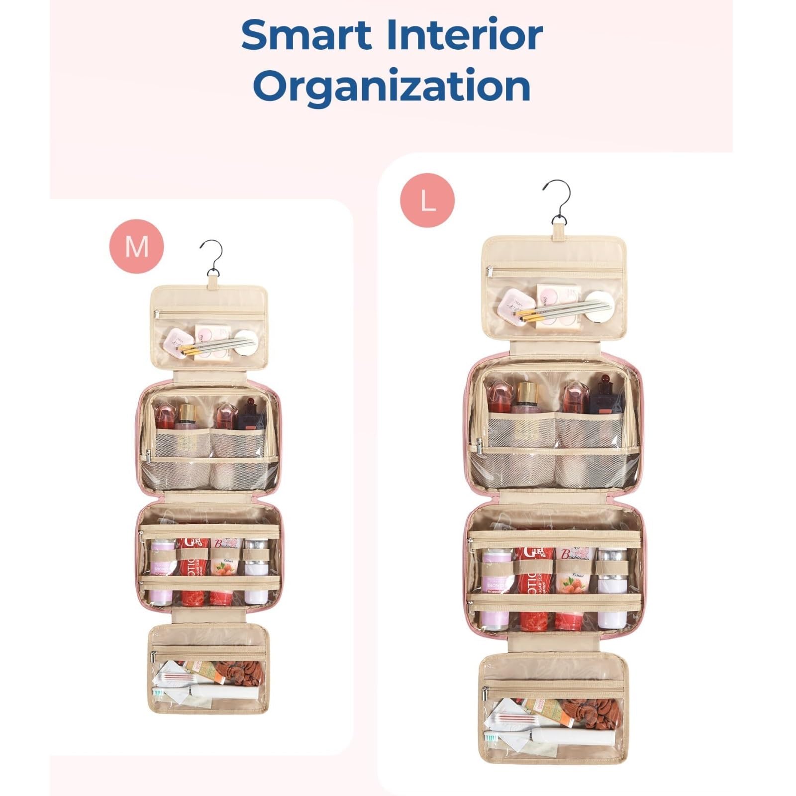 Adatta Viaggio Borsa Da Toilette Appendibile Donna Viaggio In Peluche For Cosmetici For Impermeabile Per Quotidiano(Beige)