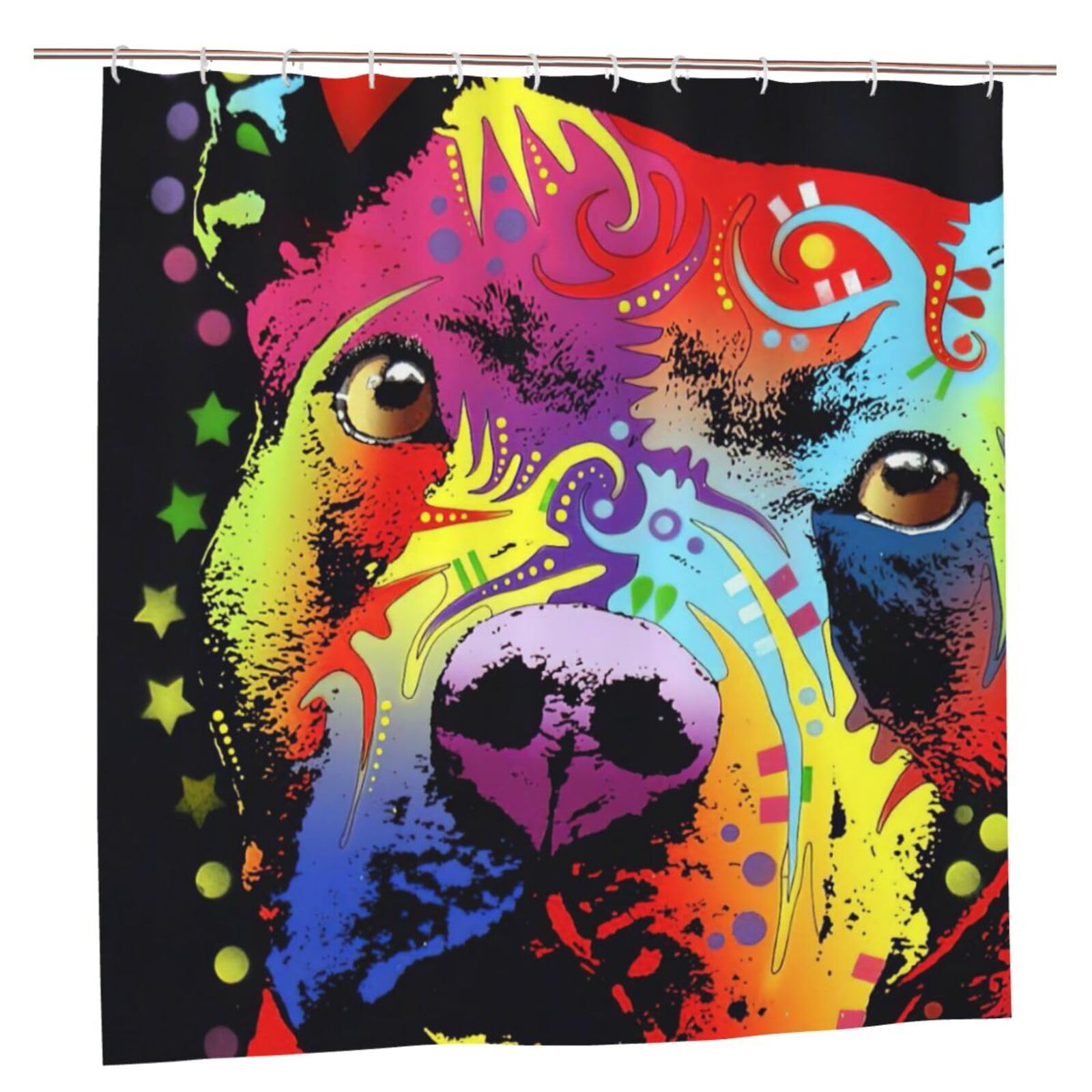 Oudrspo Polyester Fabric Shower Curtain - 70x70 Inch with Metal Grommets, Artistic Privacy Design, Pitbull