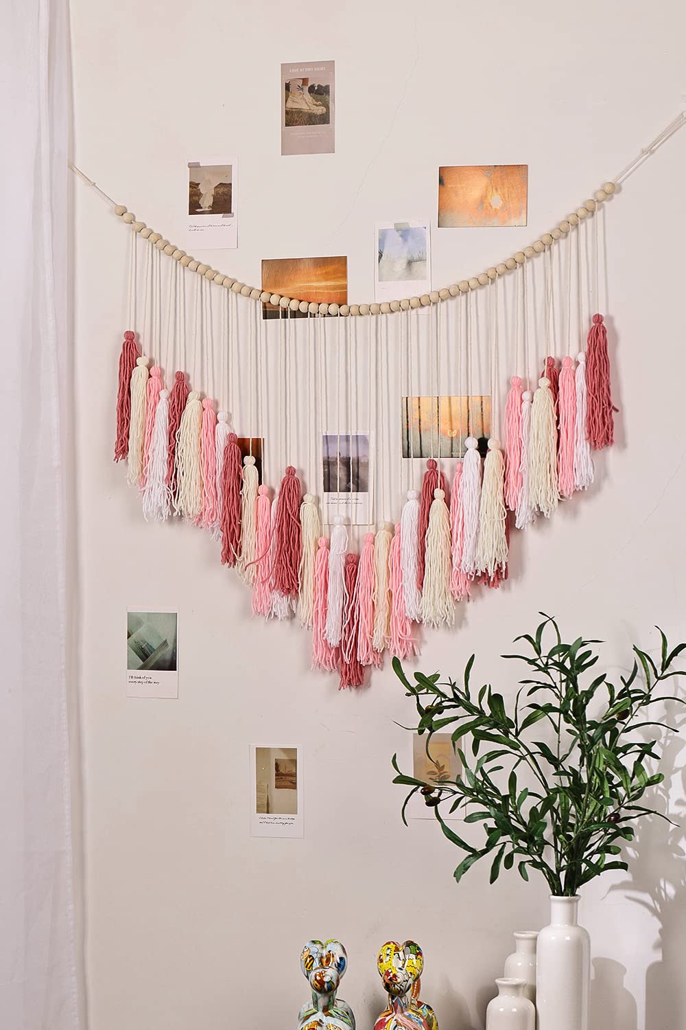 Macramé kwastslinger - boho katoenen muurdecoratie