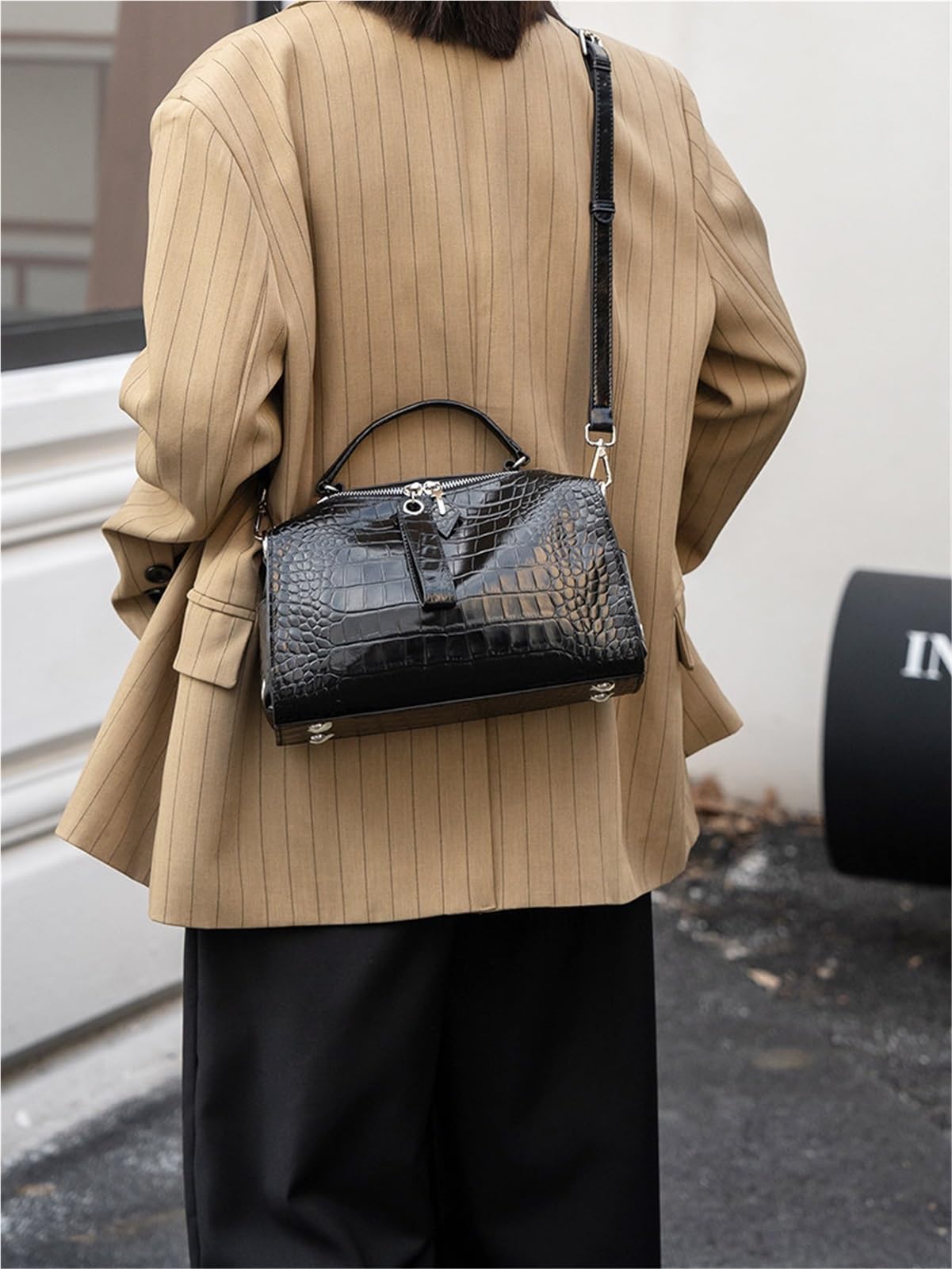 Bolso De Cuero Genuino, Bandolera Con Cremallera