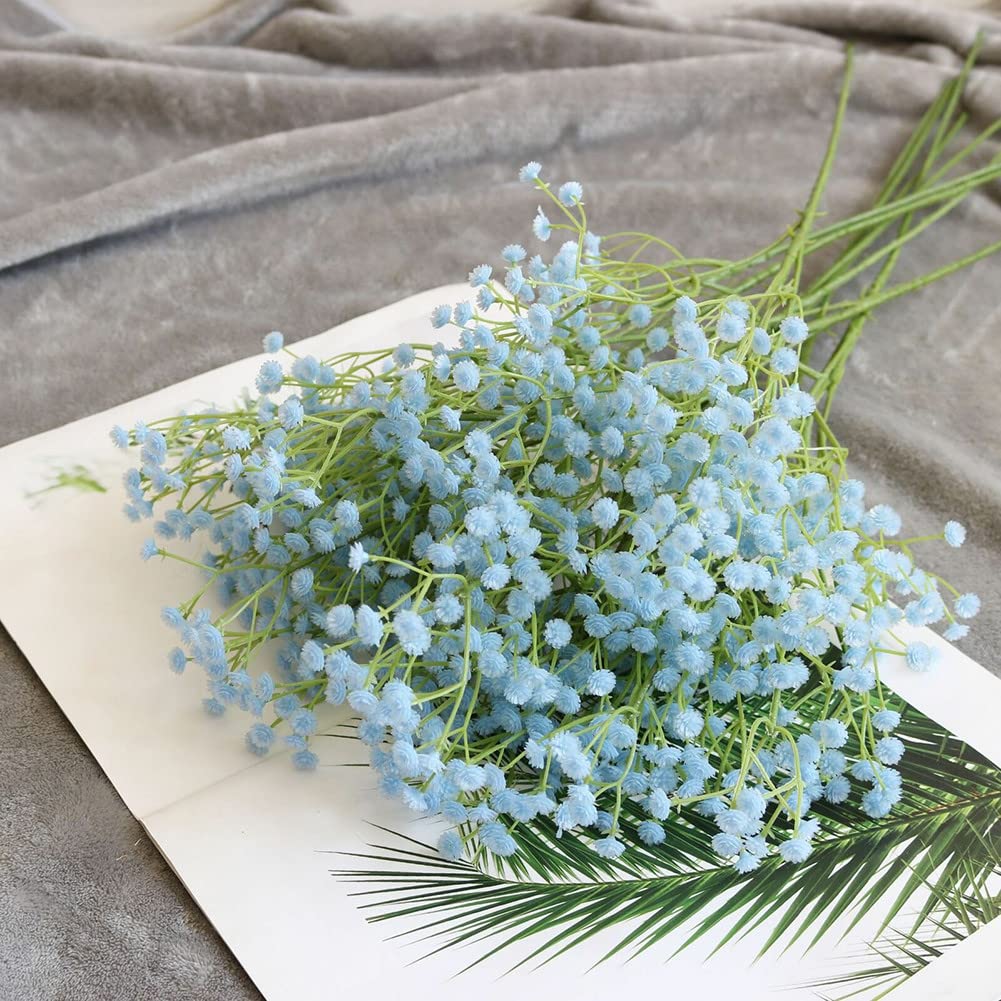 Feegow 1Pc Artificial Fake Silk Gypsophila Flower Wedding Bouquet Home Decor-blue