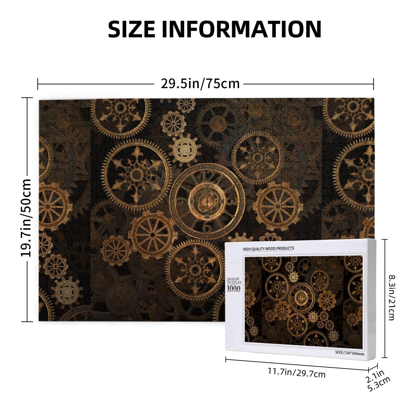 Gioco di puzzle per adulti, puzzle impegnativi, puzzle da 1000 pezzi, arte steampunk con ingranaggi