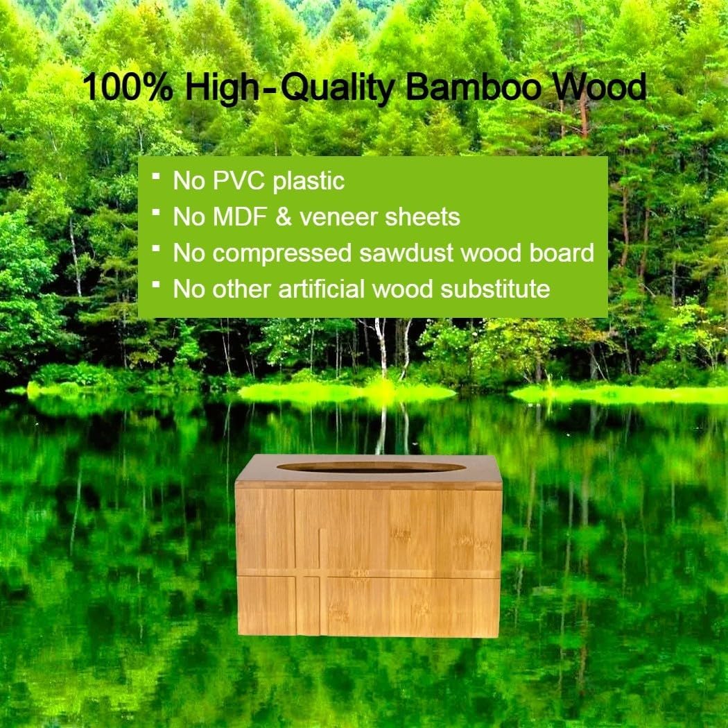Kleenex Hand Towels (11268, 01701) POP-UP Box Cover - Natural Bamboo Wood - Chic Midcentury Design for Home or Office