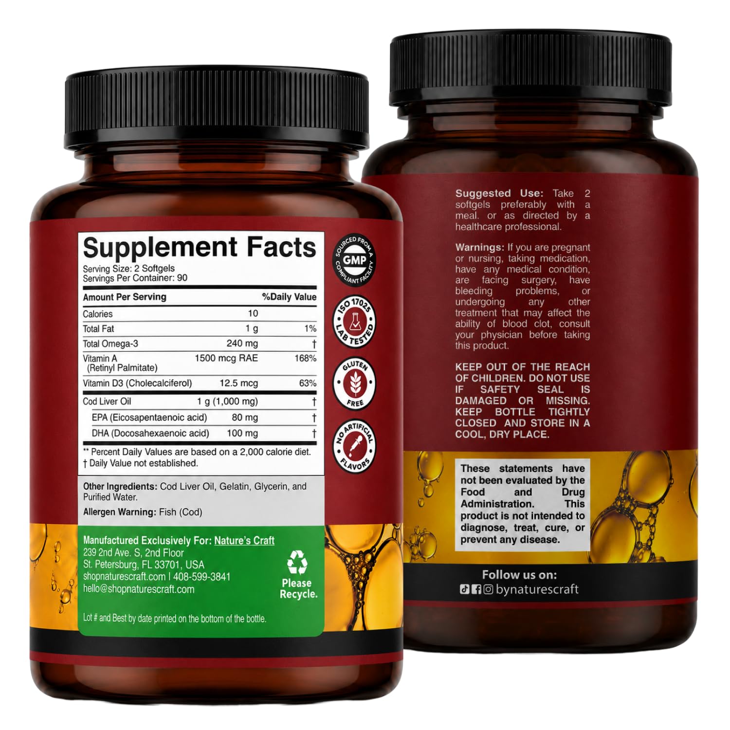Icelandic Cod Liver Oil Softgels - Omega 3 Fish Oil with Vitamin A - 180 Ct — Amazon image 9