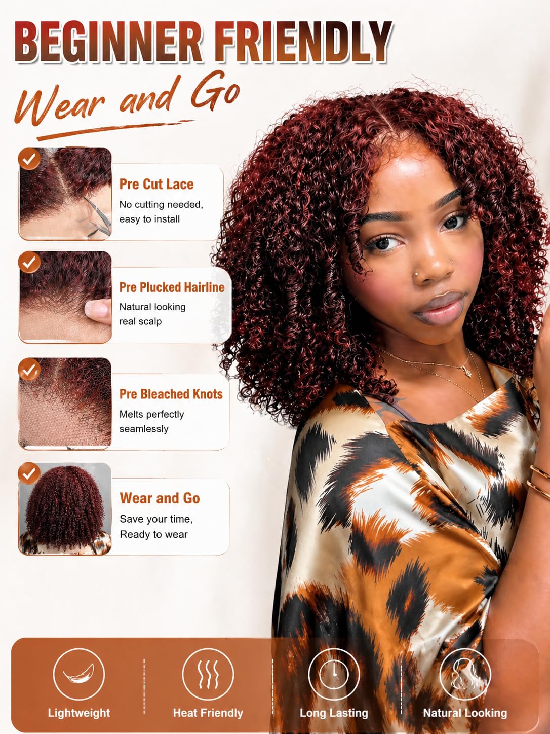 Kinky Curly Lace Front Wig Human Hair 200% Density 7x5 HD Pre Plucked Bleached Big hair always wins?‍♀️Soft & versatile? ?Detail: 7x5  main image 2