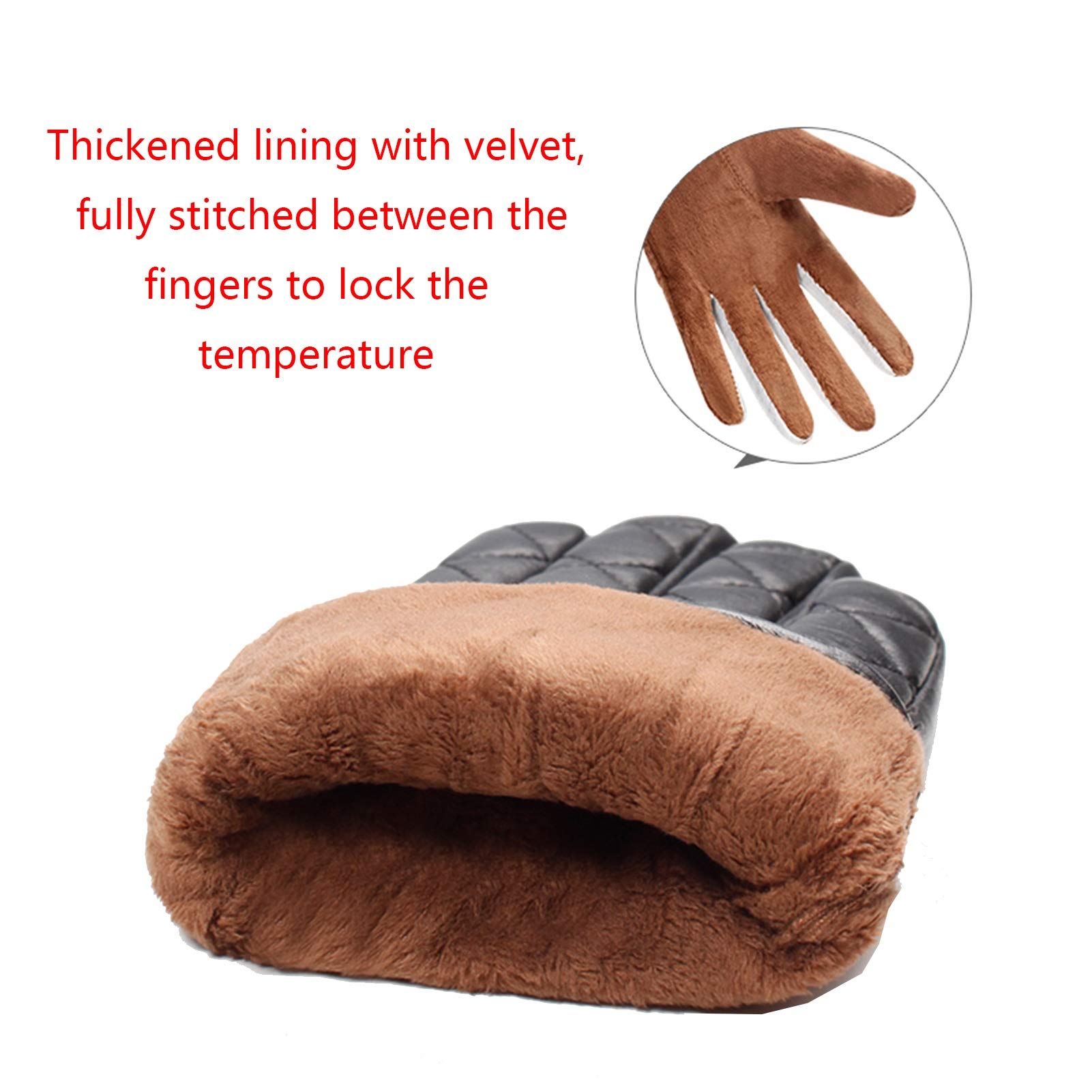 Axdwfd Guanti degli Uomini di Inverno, Touch Screen Gloves All'aperto Antivento di Guida, con Fodera in Pile (Color : Black, Size : S)