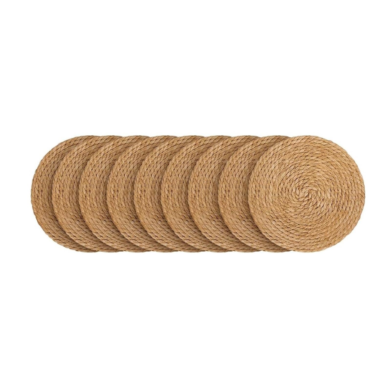 GrassWoven Placemat, 13 inch Round Woven Rattan Placemats 10 Pack