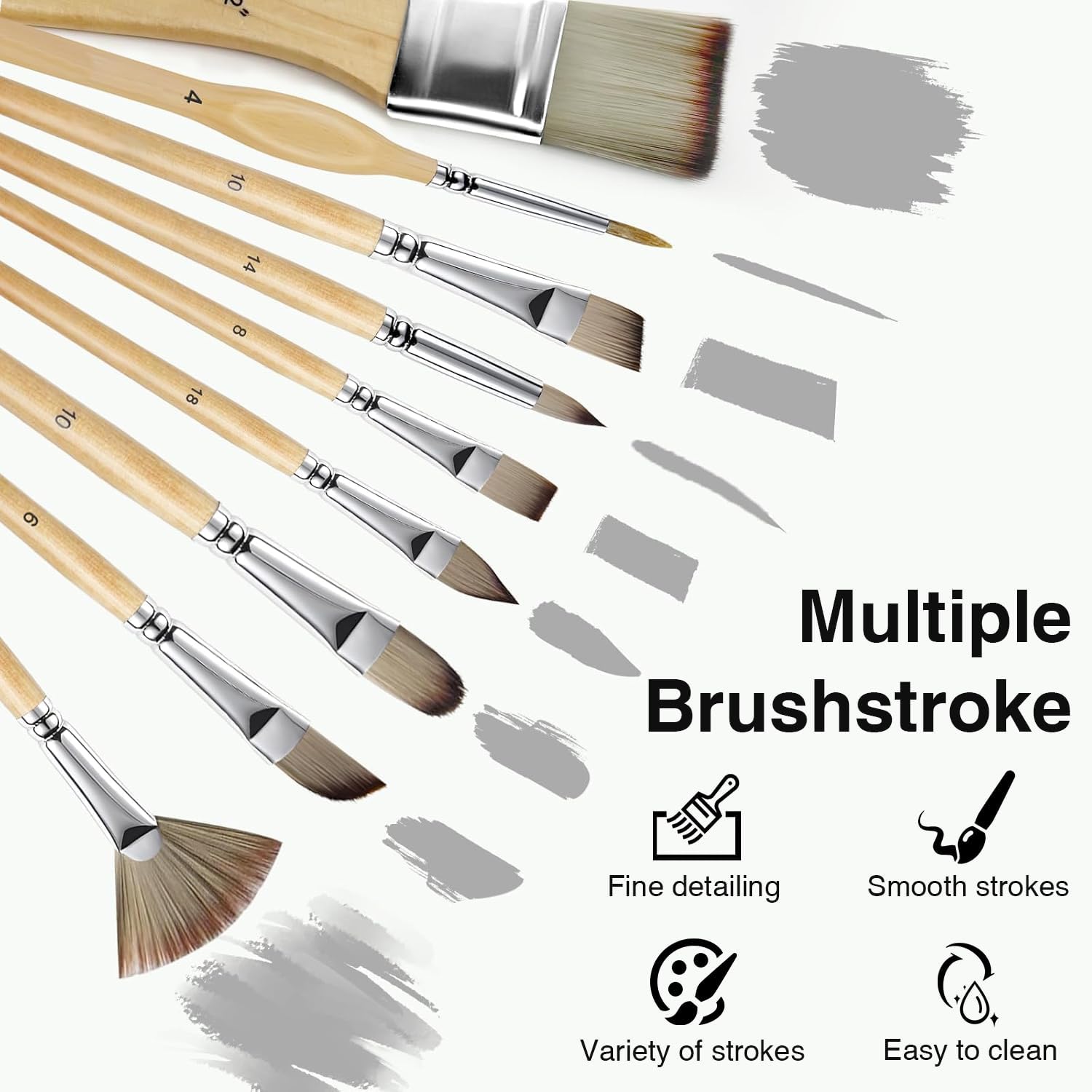 Bougimal 33 PCS Paint Brush Set with Case, Artist Upgrade Series, Premium Import Nylon Brush Set with Palette Knife, Various Types of Brushes, Pencil & Sharpener for Acrylic Painting, Oil, Watercolor