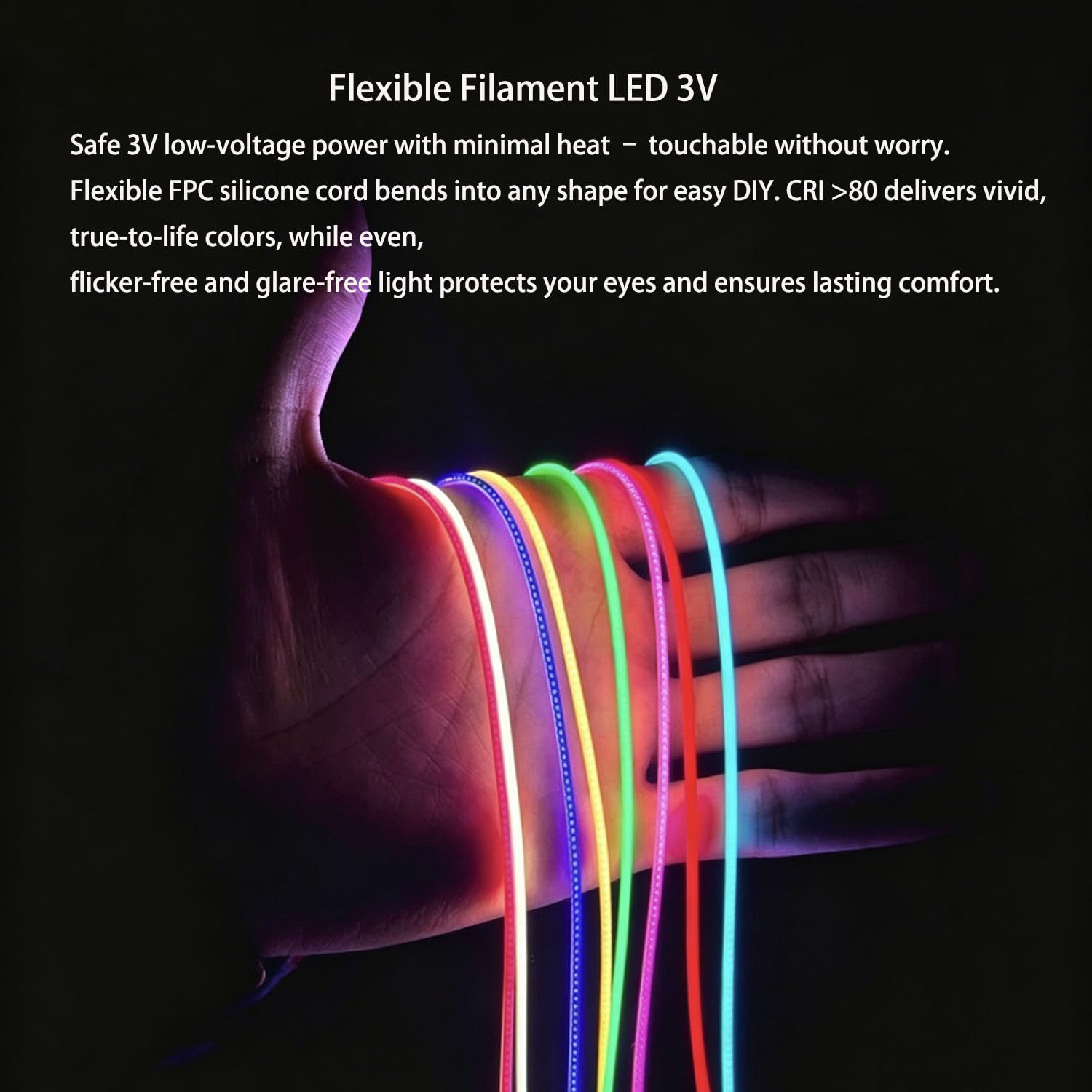 LED COB Flexibles Filament DC3V 2700K Edison Glühbirne flexible LED-Lampe für einfache DIY Diode individuelle Beleuchtungsprojekte 5PCS/450mm–rot