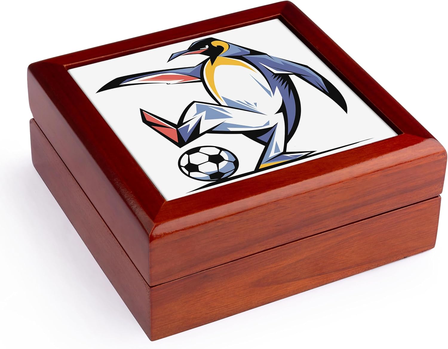 3dRose Funny Cool Fat King Penguin Jewelry Box 7 x 7 inch with 4 inch tile