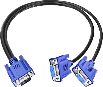 VGA Splitter Cable 1080P Dual VGA Monitor Y Cable 1 Male to 2 Female Adapter Cable Only for Screen Duplication - 1.5 Feet No Screen Extension - Only Work for Identical Monitor