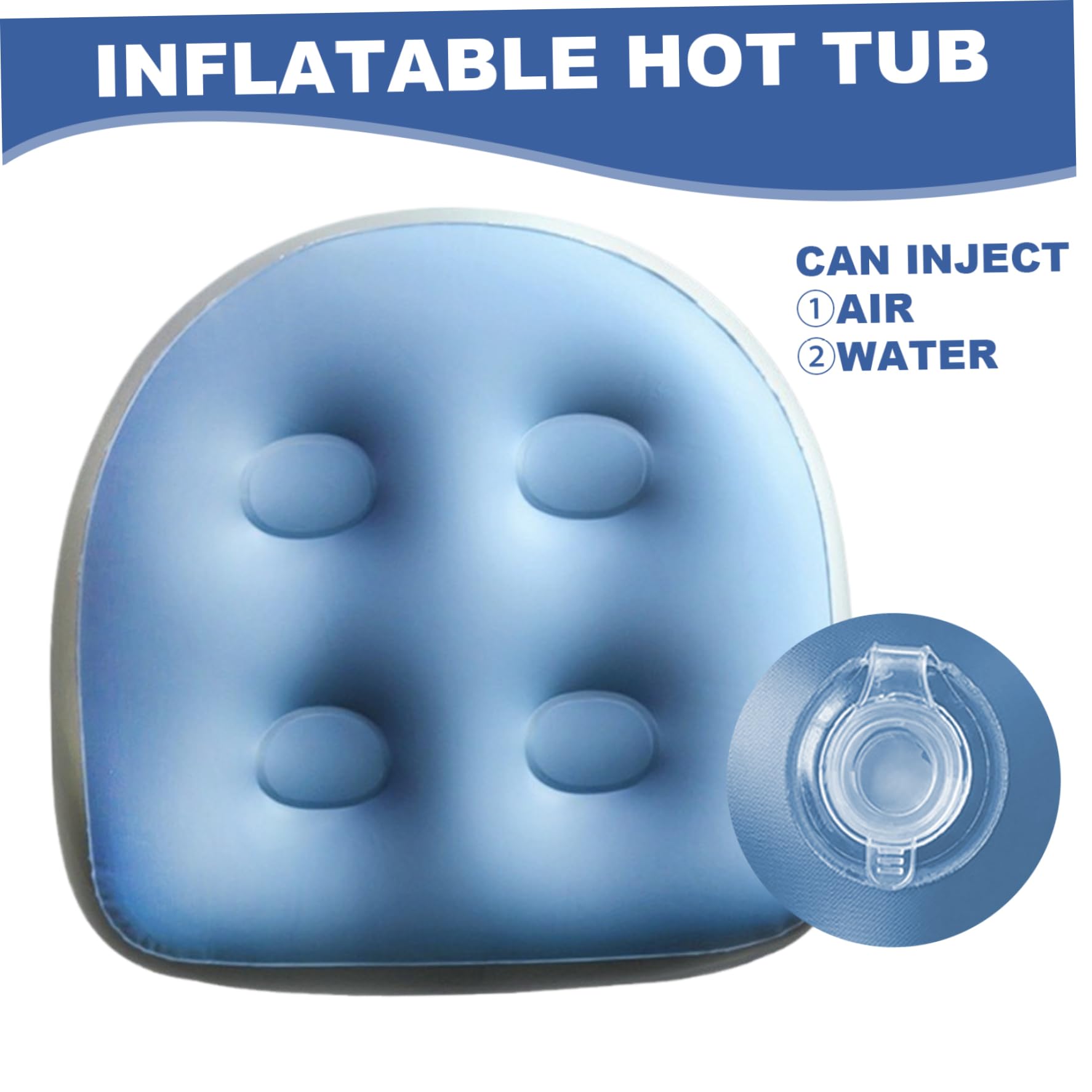 4 pièces 18, 5x14, 6x5, 9 pouces siège d'appoint, sièges de bain à remous gonflables confortables antidérapants en PVC rehausseur gonflable étanche pour piscine maison spa, bleu, sièges de bain à remo