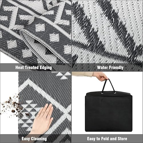 Miniatura 3 de LILIOFFIC Tapetes reversibles  Alfombra de paja de plástico, 5 x 8 pies para decoración de patio, alfombras de área modernas, alfombrilla para