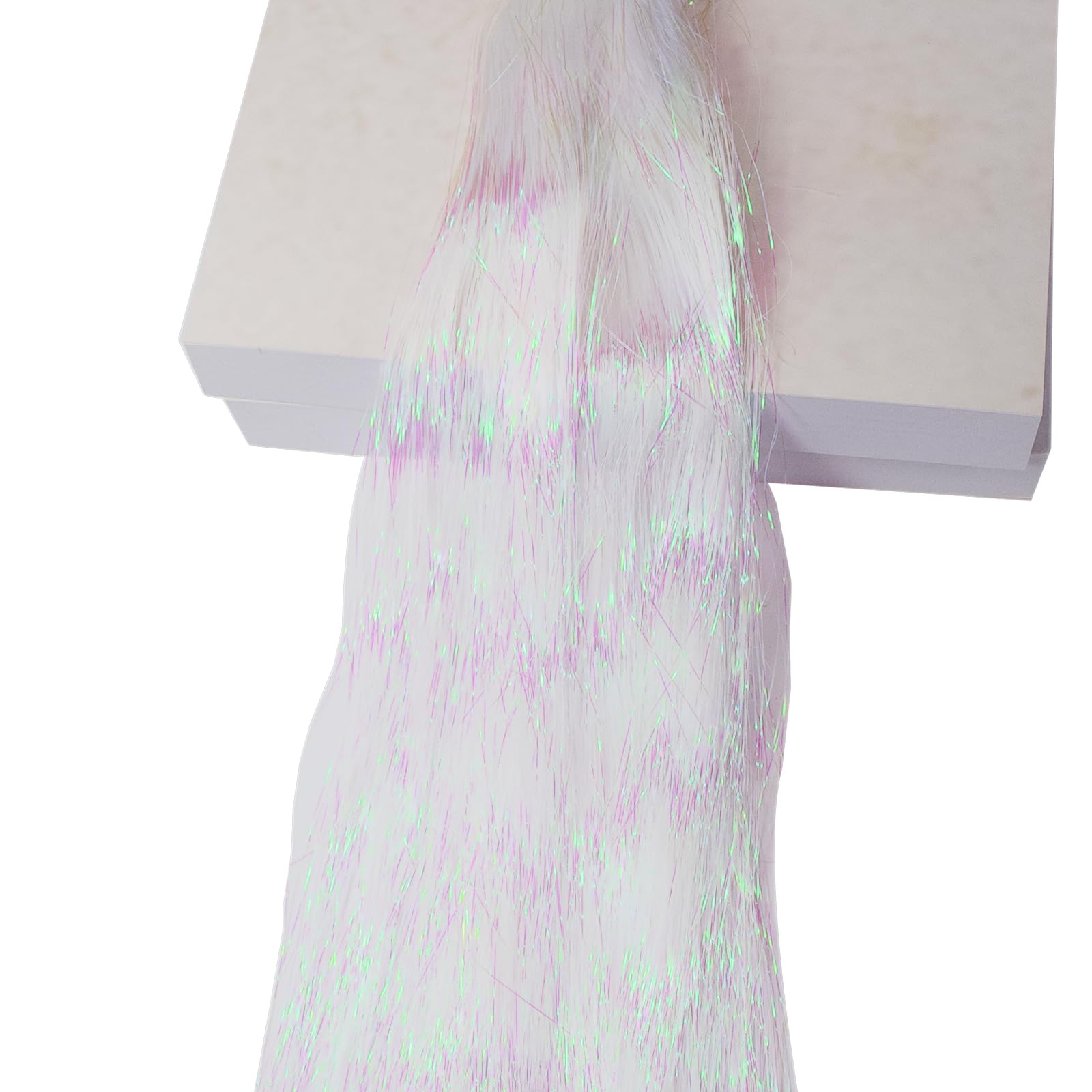 Humyeam Laser White 2000 Strands Iridescent Tinsel Icicles For Christmas Tree, Xmas, Birthday Party Wedding Decorations 19.8" Inch, White