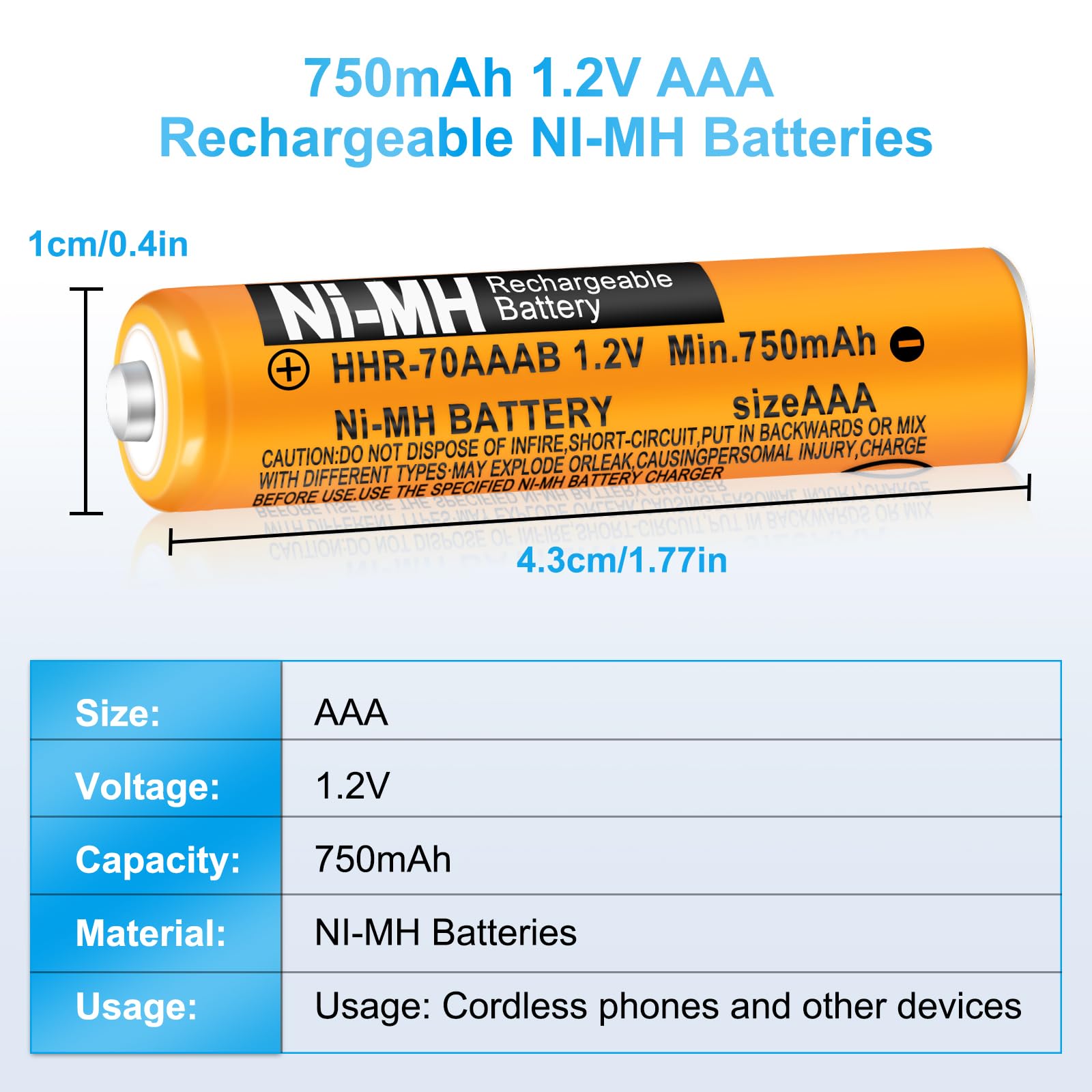 4 Pack NI-MH AAA Akku Wiederaufladbare Batterien 750mAh 1.2v HHR-70AAAB für Gigaset BT Panasonic Kabelloses Heimtelefon