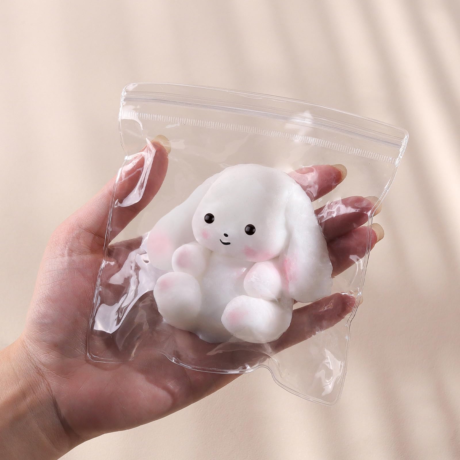Anboor Bunny Squishies Toys, Soft Sticky Rabbit Kawaii Squeeze Stress Relief Sensory Toys for Adults and Kids, Novelty Fidget Toy for Party Favors