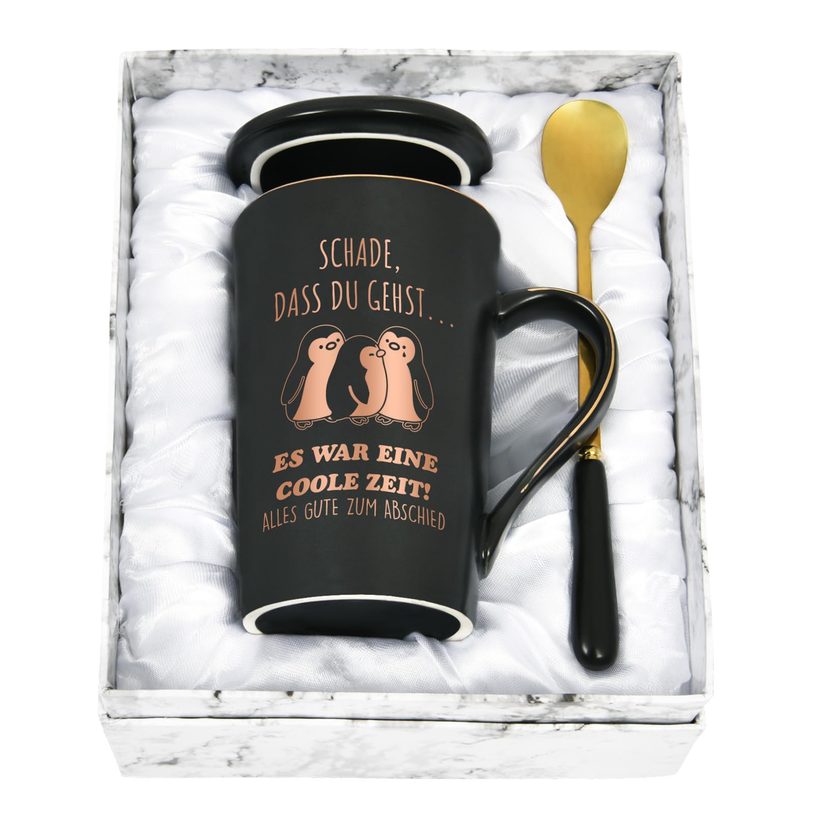 Joymaking Kollegin Abschiedsgeschenk Tasse mit Spruch - Schade, dass du gehst es war eine coole Zeit - Abschied Kollegin Geschenke für Neuer Job, 400ml Schwarz