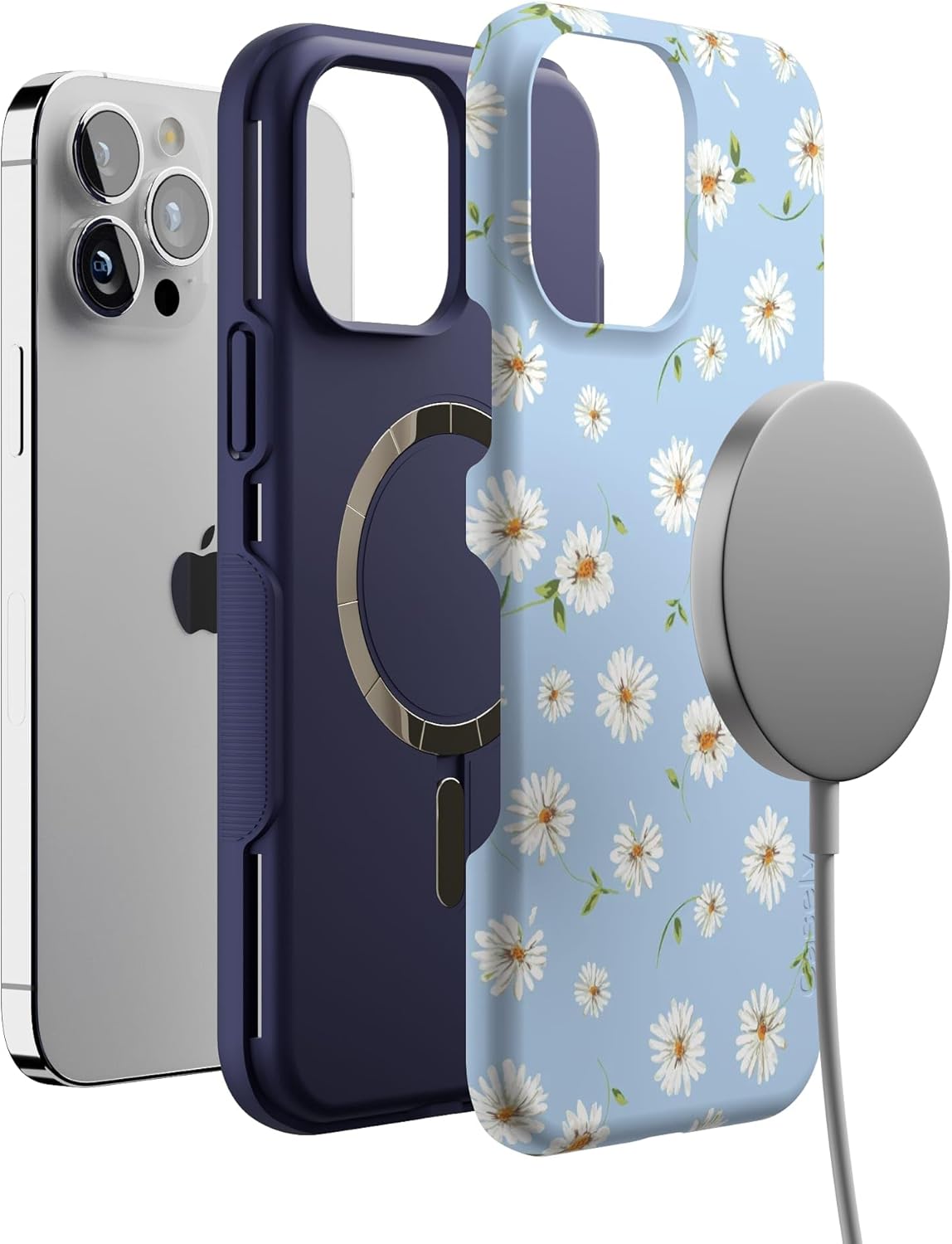 Casely iPhone 13 Pro Max Case | Daisy Daydream | Baby Blue Floral | Bold Protective Design | Compatible with MagSafe