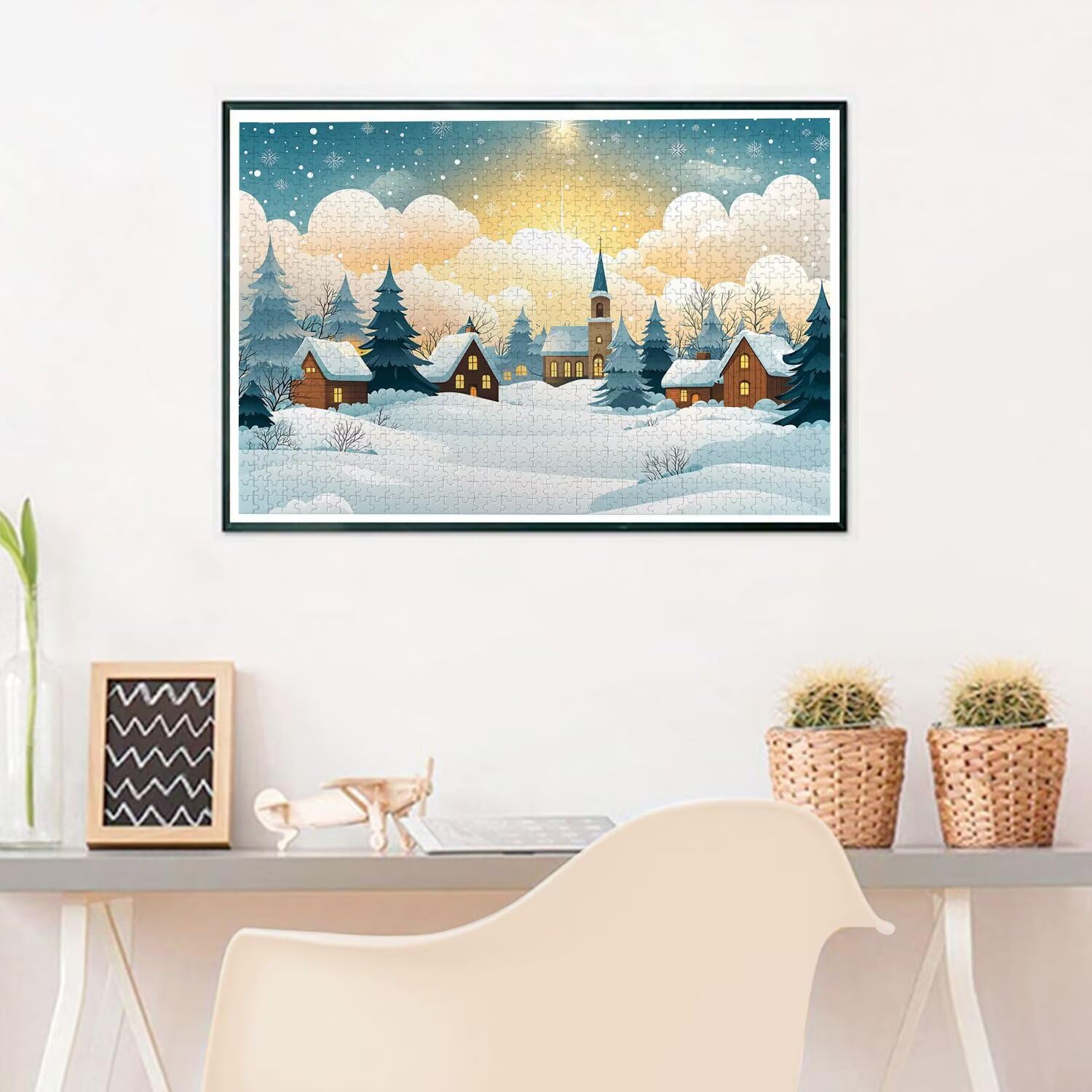 Puzzle 3000 Teile Erwachsene, Kleine Stadt Puzzle 3000 Teile mit Geschenkbox, Holzpuzzle Erwachsene mit Naturholz, Geschenke für Frauen, Geschenke für Männer, Groß Holzpuzzle für Deko Wohnzimmer, T-65