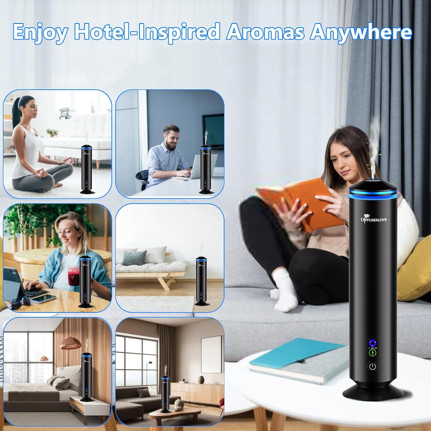 Diffuserlove Full Metal Body Waterless Scent Diffuser with 5 Hotel Scent Oils Hotel Collection Diffuser Waterless Aromatherapy Essential Oil Diffuser UP to 2000 Sq Ft Coverage for Home Office - Image 6