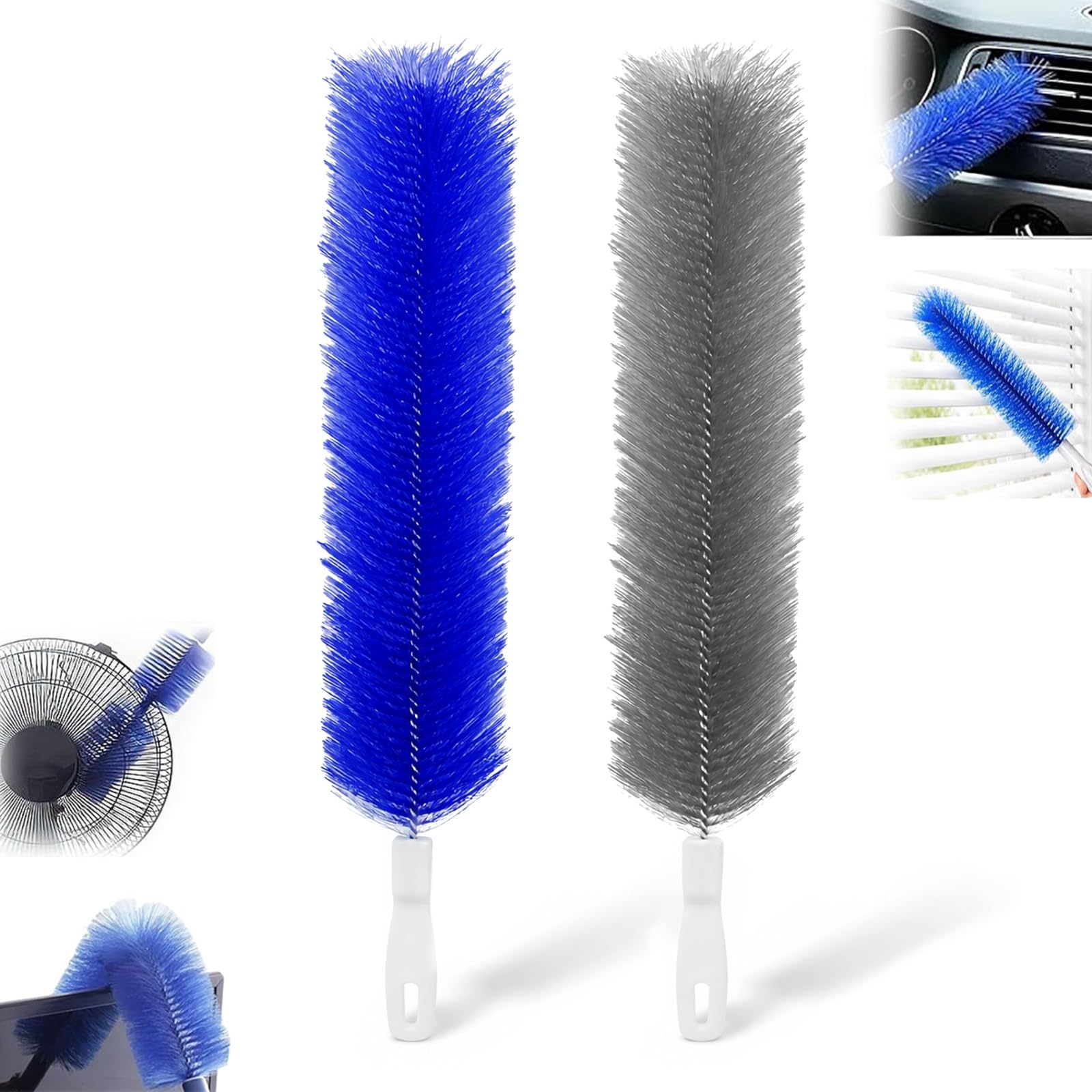 Zqmvxr 2Pcs-A Bendable Microfiber Dust Remover, Reusable Fan Cleaning Brush
