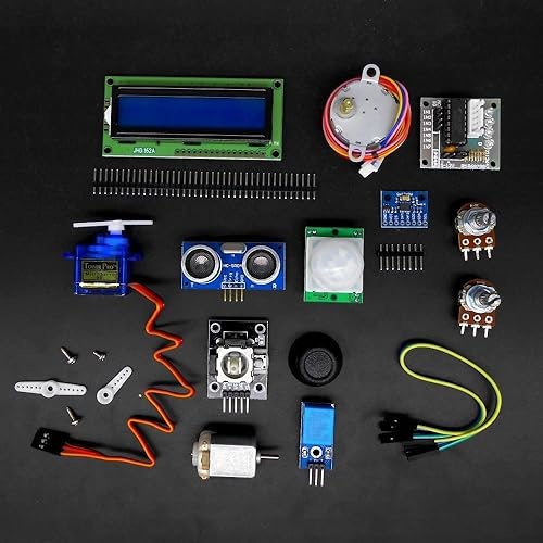Miniatura 7 de Kit completo de iniciación de proyectos electrónicos STEM para Arduino con Mega2560, LCD1602, servo, motor paso a paso, sensores, tabla de pan,
