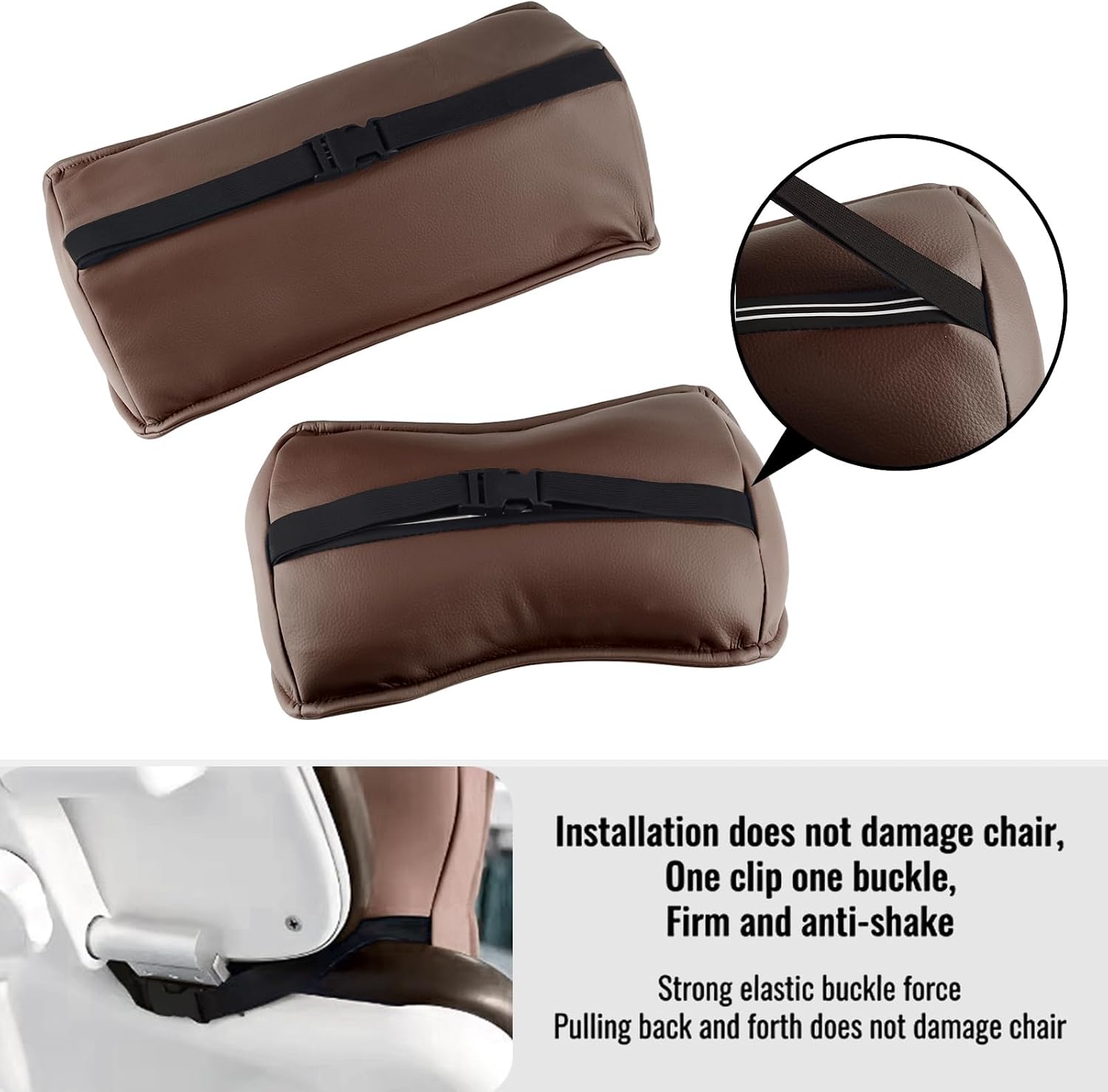 Global-Dental Microfiber Leather Neck Pillow Waist Pillow Memory Cotton for Dentist Seats Micro Fiber Leather Memory Foam Chair Neck Waist Cushion Set (Brown)