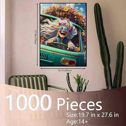 Miniatura 2 de Rompecabezas de viaje por carretera para adultos y estudiantes, 1000 piezas, divertido rompecabezas floral retro para aliviar el estrés, 20 x 27
