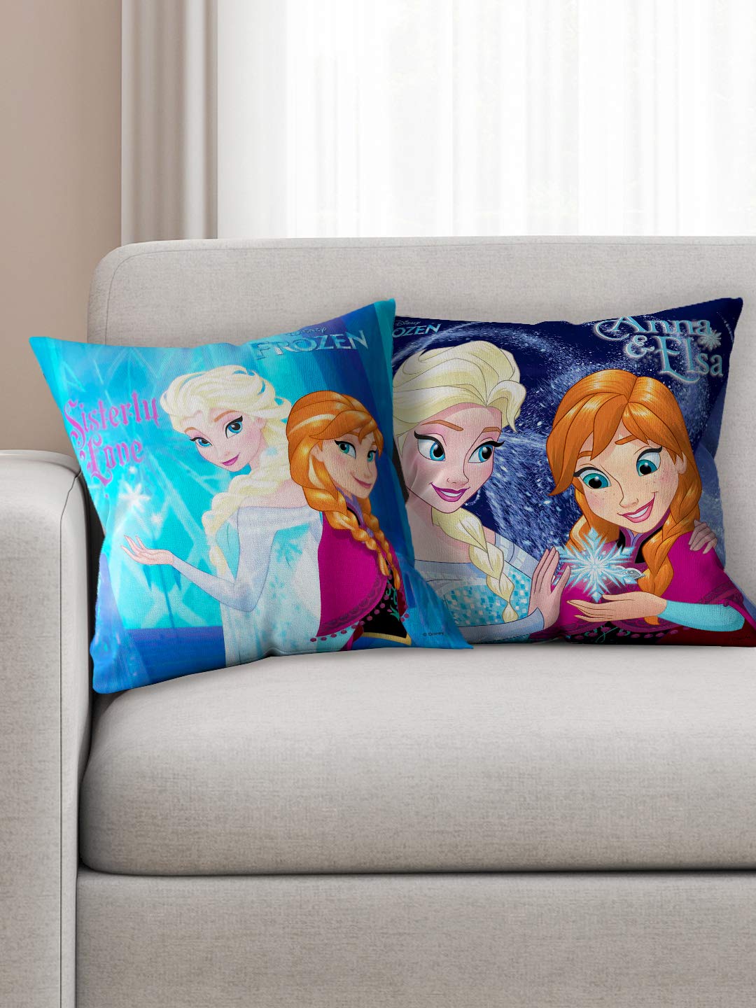 Athom Trendz Polyester Blend Disney Frozen Kids Cushion Cover, Pack of 2, Multicolour-image-6