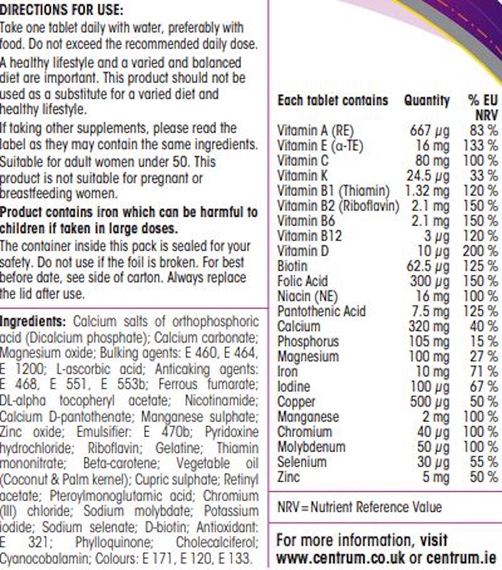 Buy Centrum Women Multivitamin & Mineral Tablets, 24 essential
