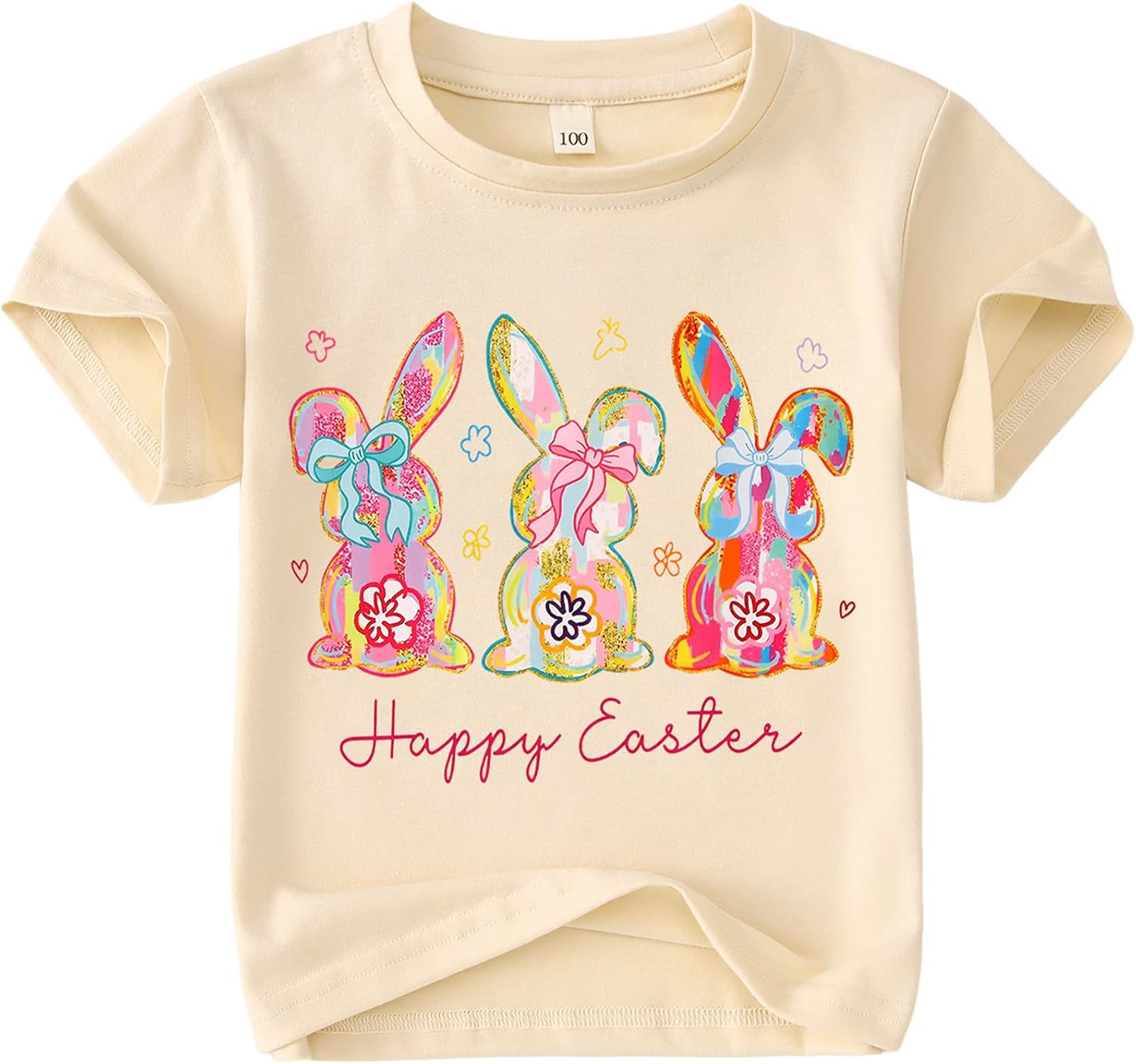 Kids Toddler Girls Easter Shirts Sequins Bunny T-Shirt Short Sleeve Tees Tops Happy Easter Outfit Clothes