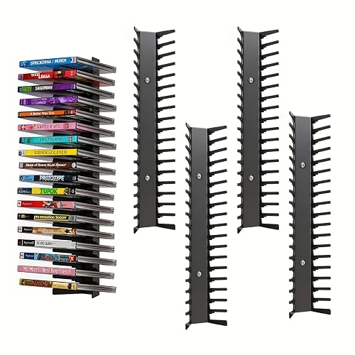 NaiSooten 4-Pack Metal Video Game Storage, Wall Mount DVD Storage Shelf, Video Game Holder DVD Shelf for Wall