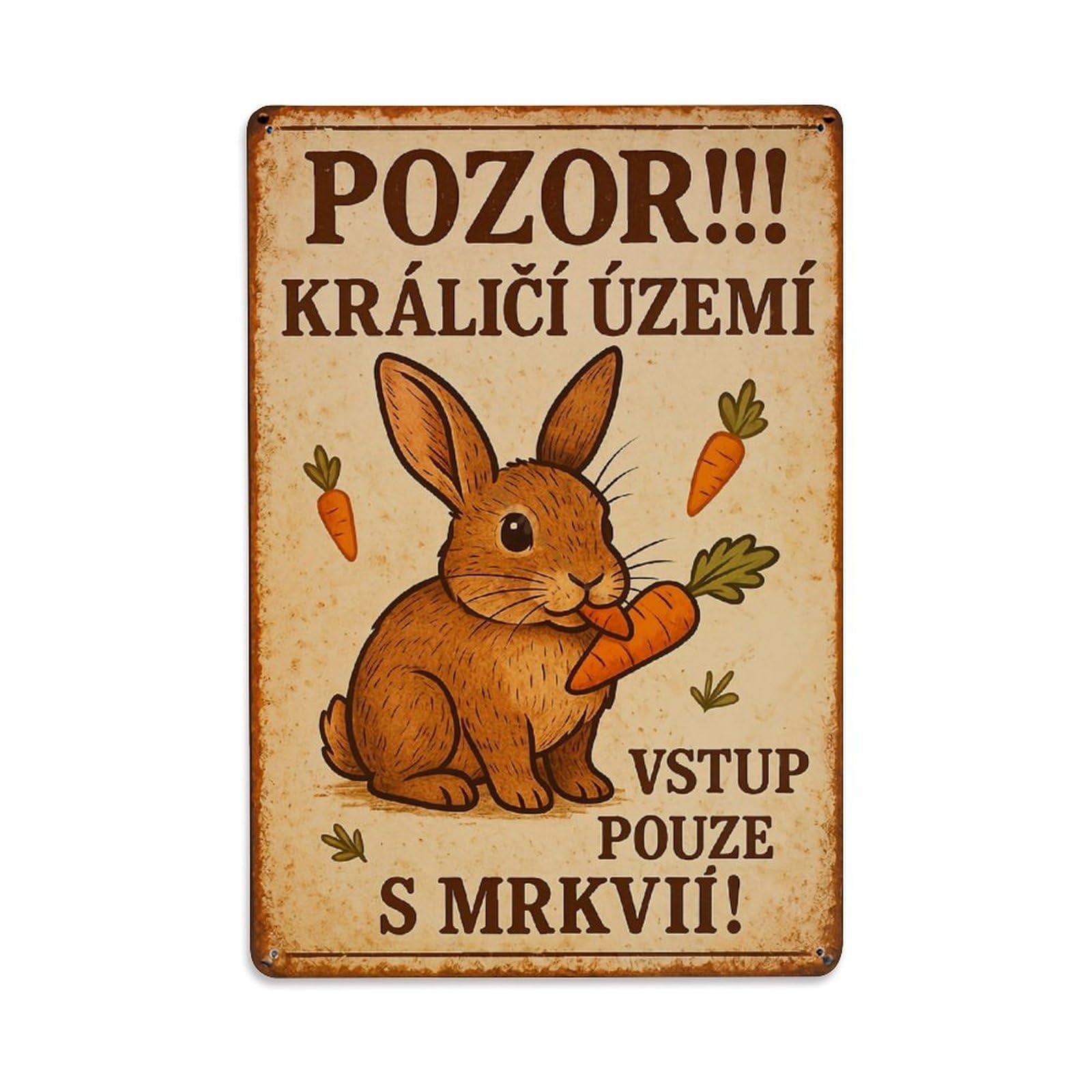 Jdyaojiesheng Vintage Rabbit Carrot Warning Sign _1 Tin Sign Retro Metal Wall Decor Metal Poster, Home Bar Garage Farmhouse Cafe Wall Art Decoration 8X12inches